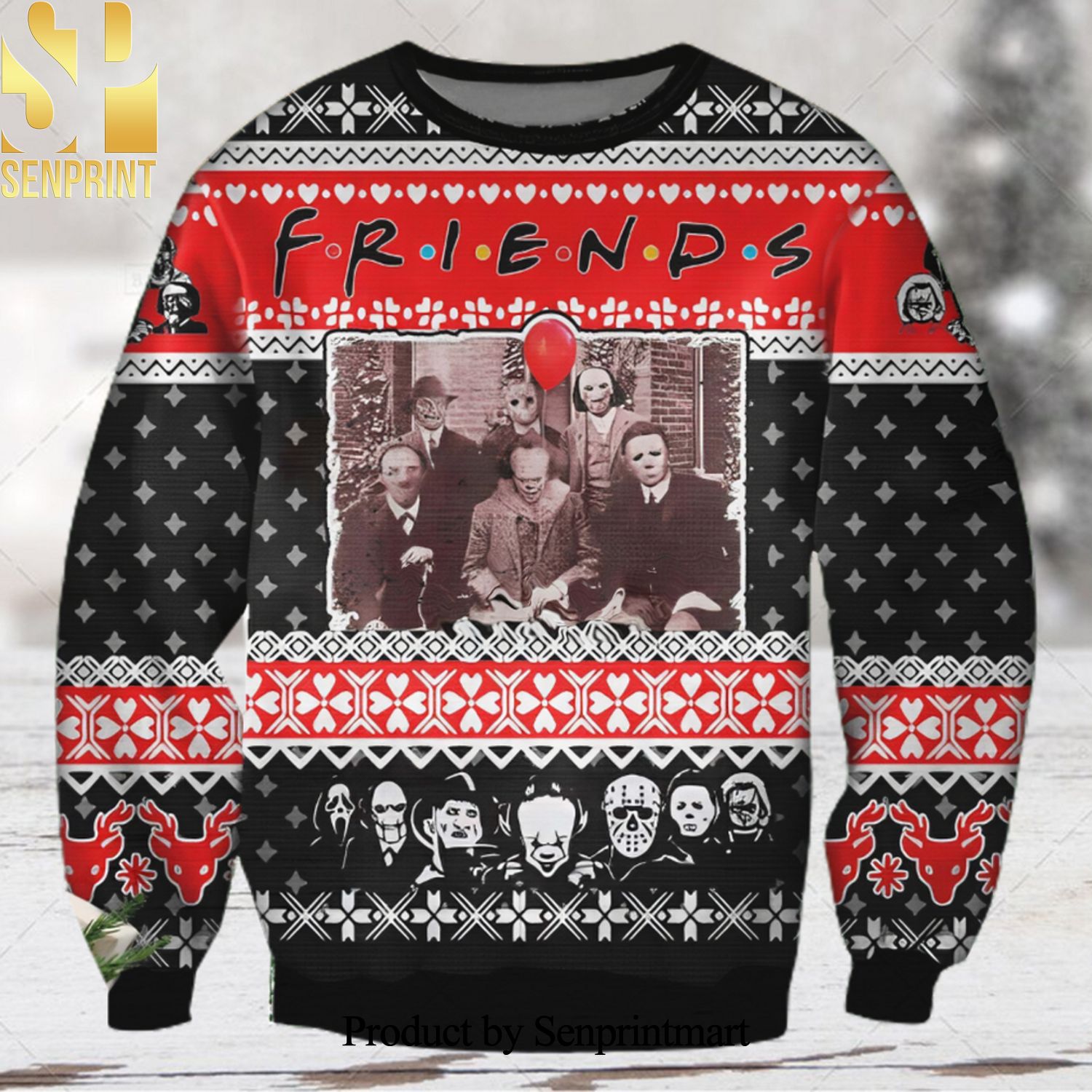 Leatherface Jason Voorhees Hannibal Lecter Horror Friends Christmas Wool Knitted 3D Sweater