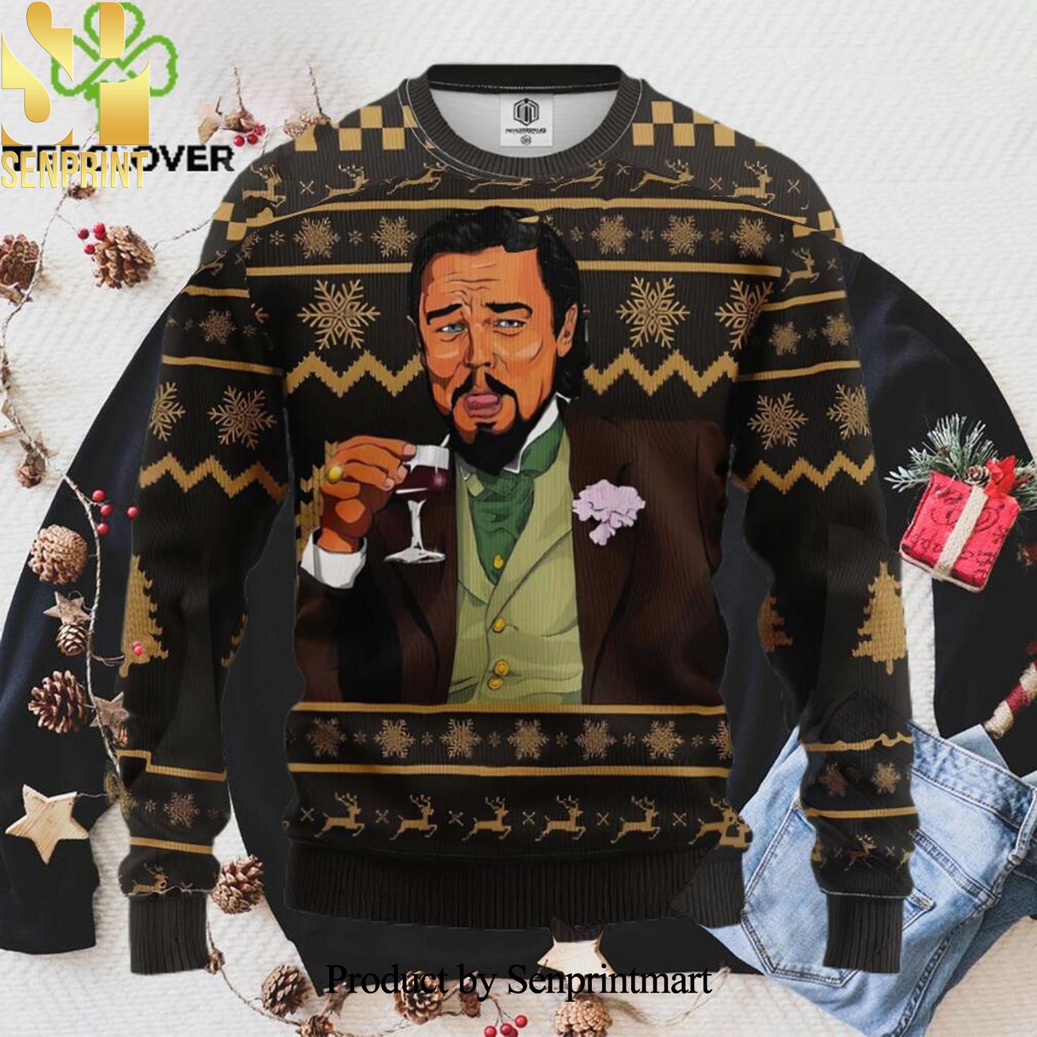 Leonardo DiCaprio Funny Ugly Christmas Wool Knitted Sweater