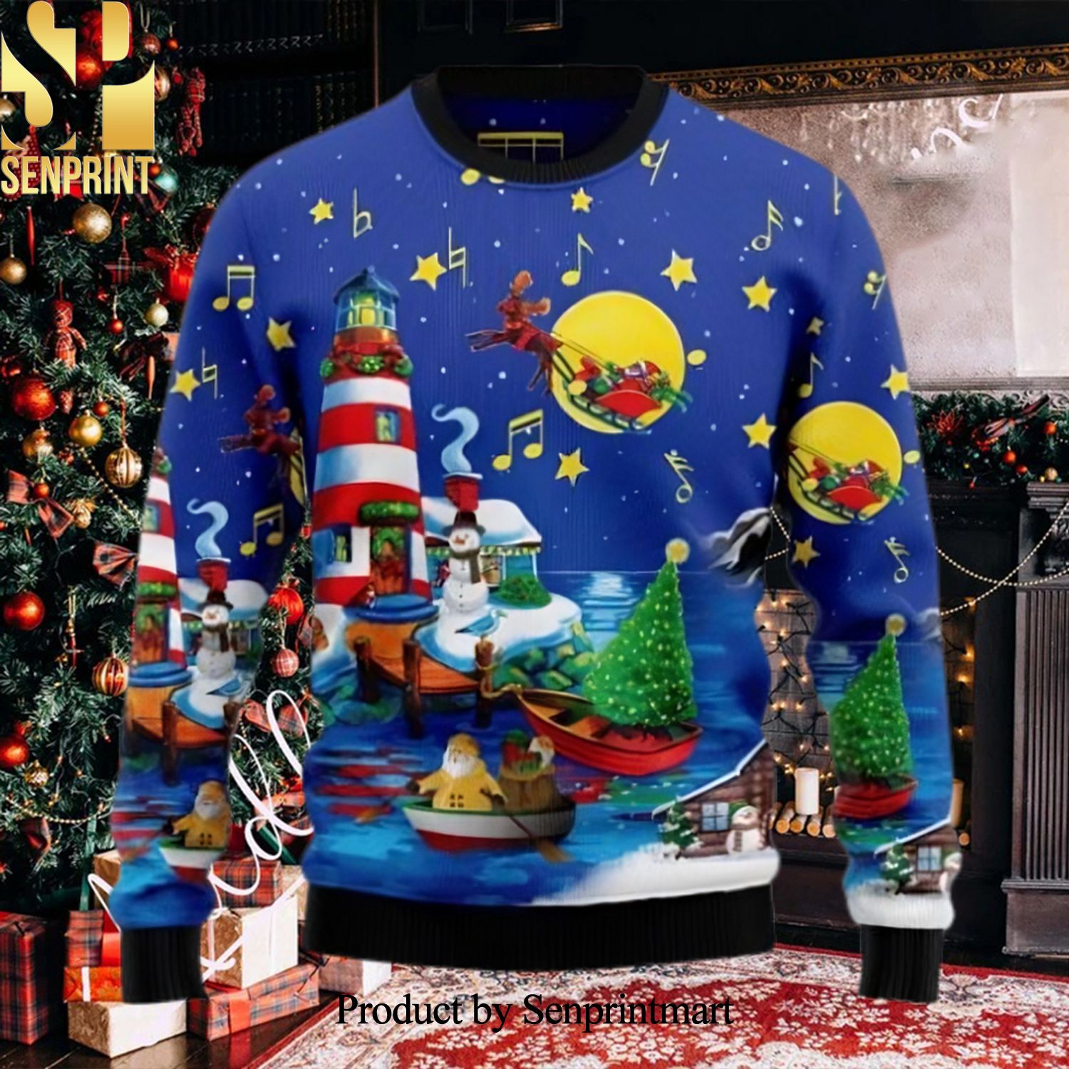 Lighthouse Sweater 3D 3D Printed Ugly Christmas Sweater