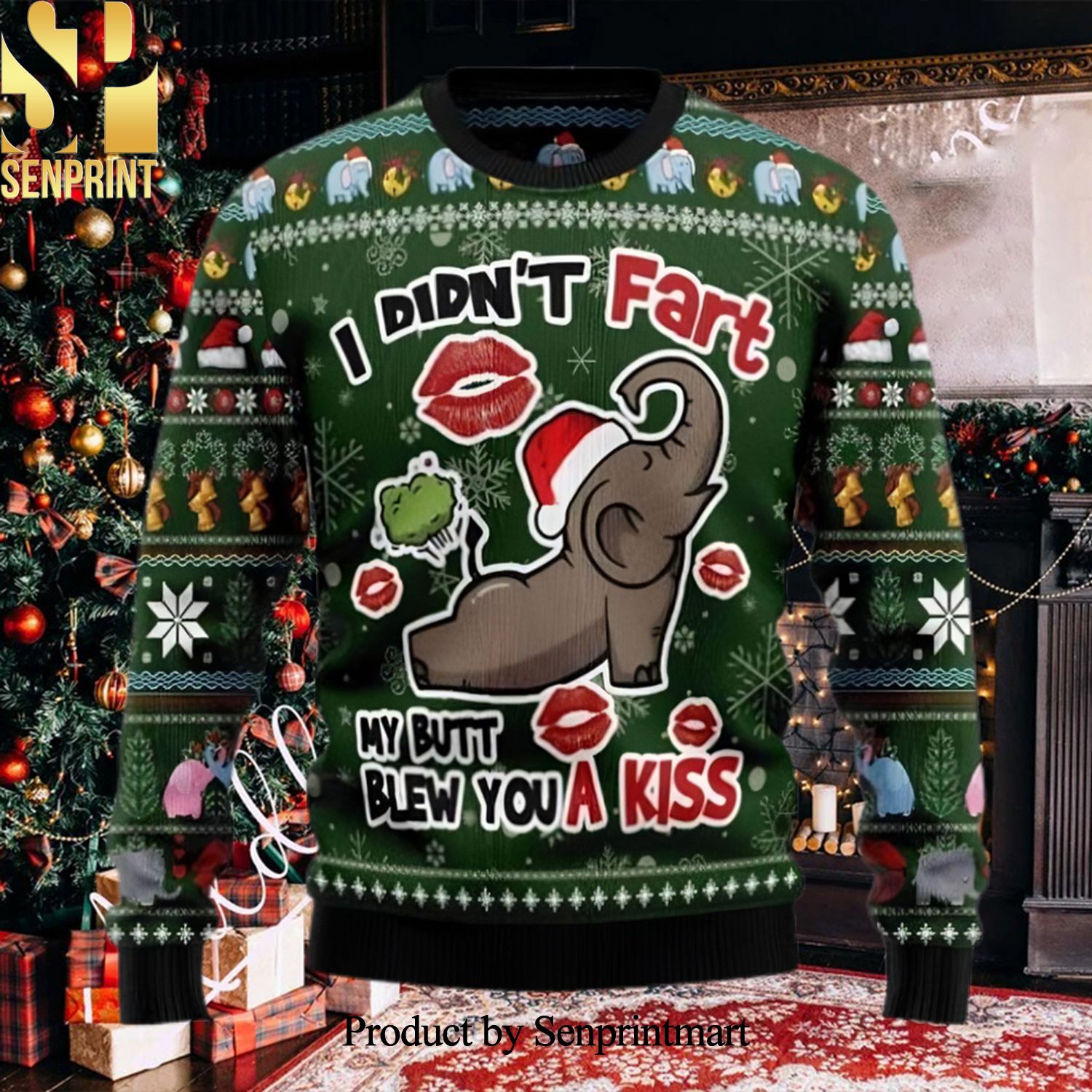 Little Elephant Didn_t Fart My Butt Blew You A Kiss 3D Printed Ugly Christmas Sweater