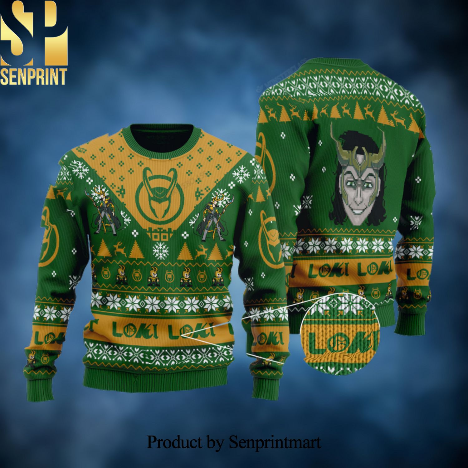 Loki the God of Mischief Christmas Ugly Wool Knitted Sweater