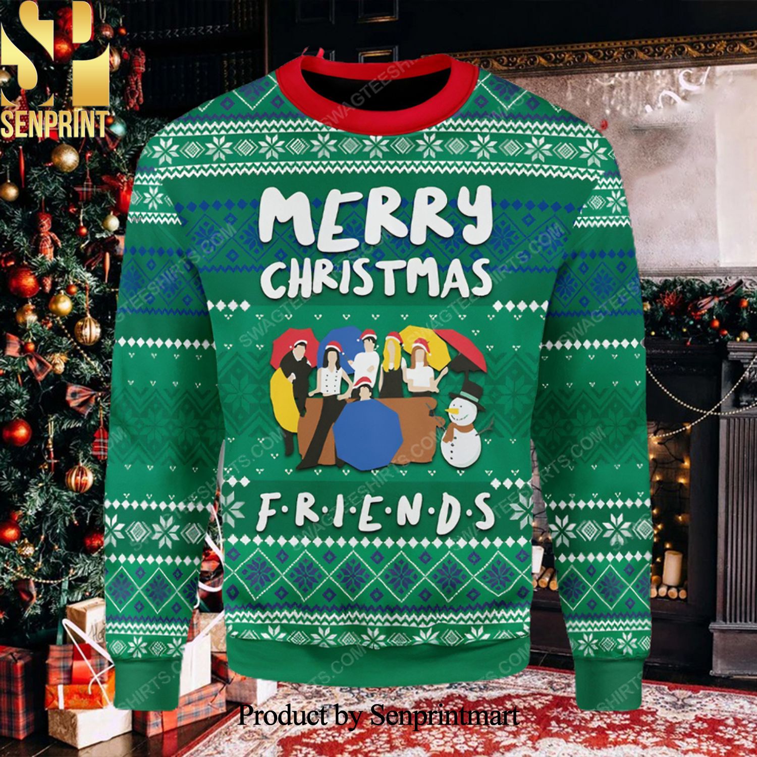 Merry Christmas Friends Tv Show Ugly Xmas Wool Knitted Sweater