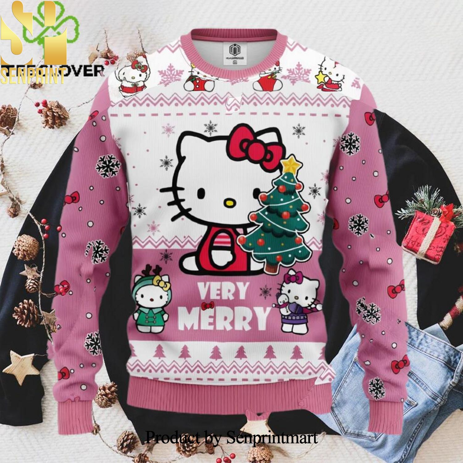 Merry Hello Kitty Cute Ugly Christmas Sweater