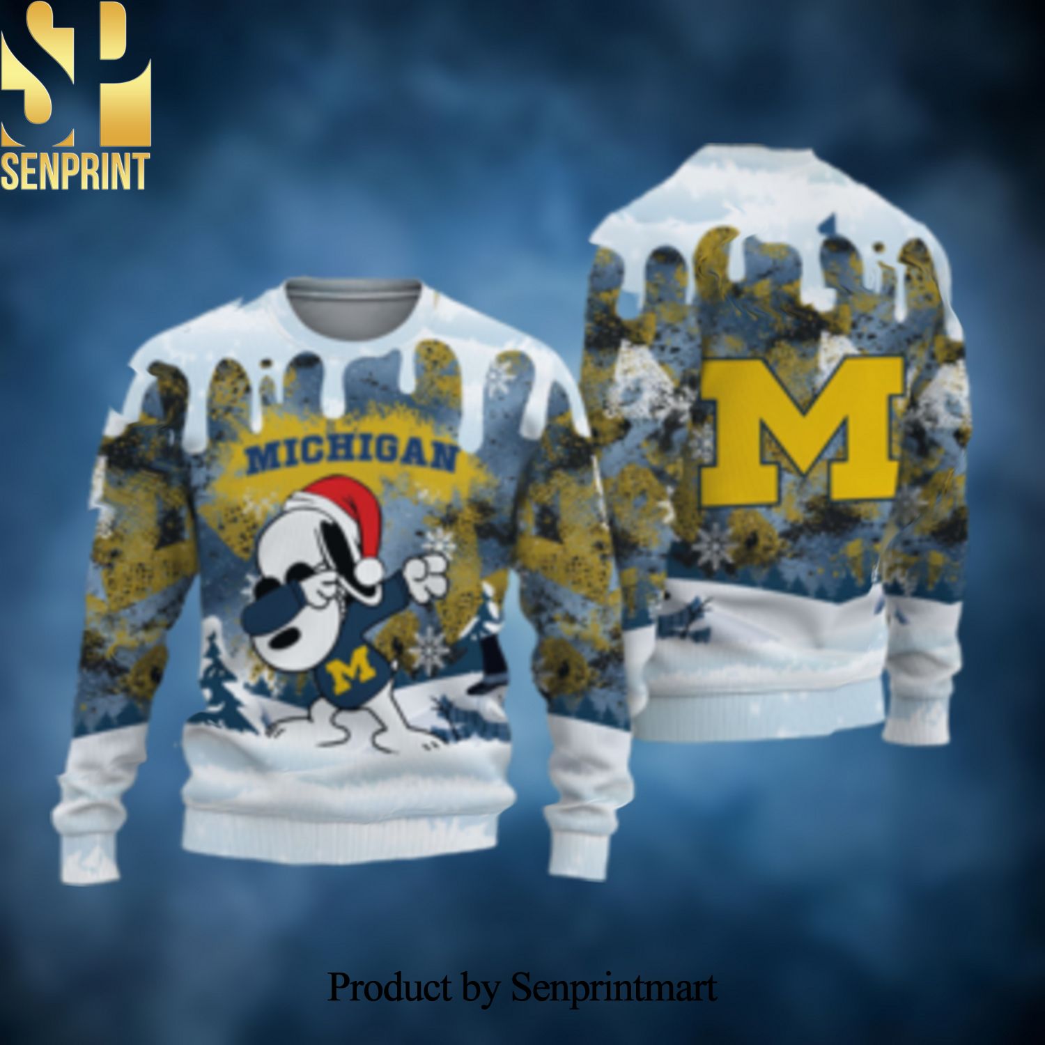 Michigan Wolverines Snoopy Dabbing The Peanuts Sports Football American Christmas Ugly Wool Knitted Sweater