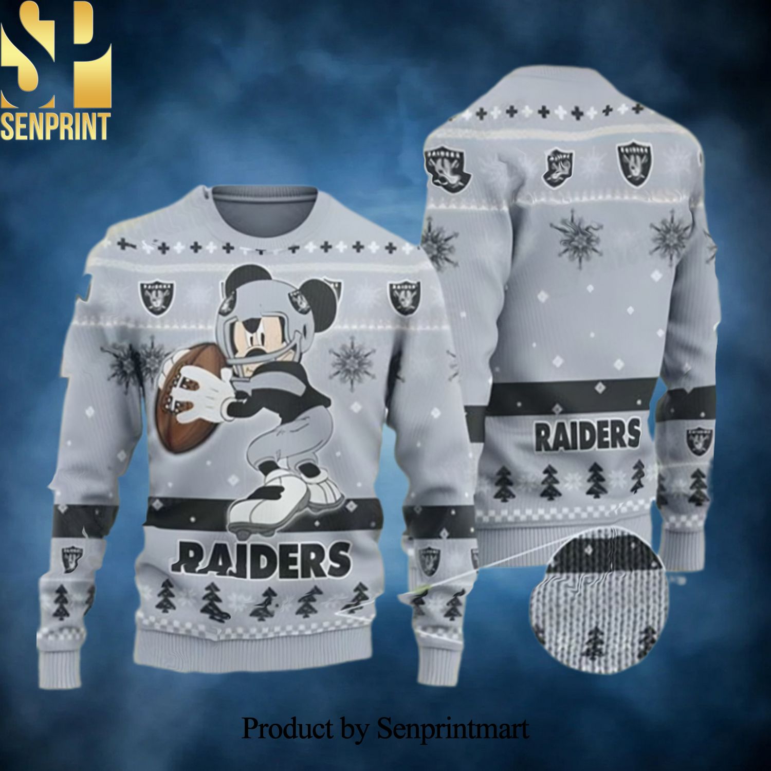 Mickey Funny Las Vegas Raiders Gift For Disney Fan Ugly Christmas Holiday Sweater