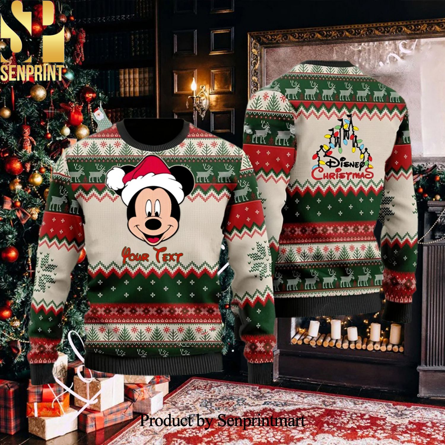 Mickey Santa Personalized Disney Cartoon Lover Christmas Gift Ugly Christmas Holiday Sweater