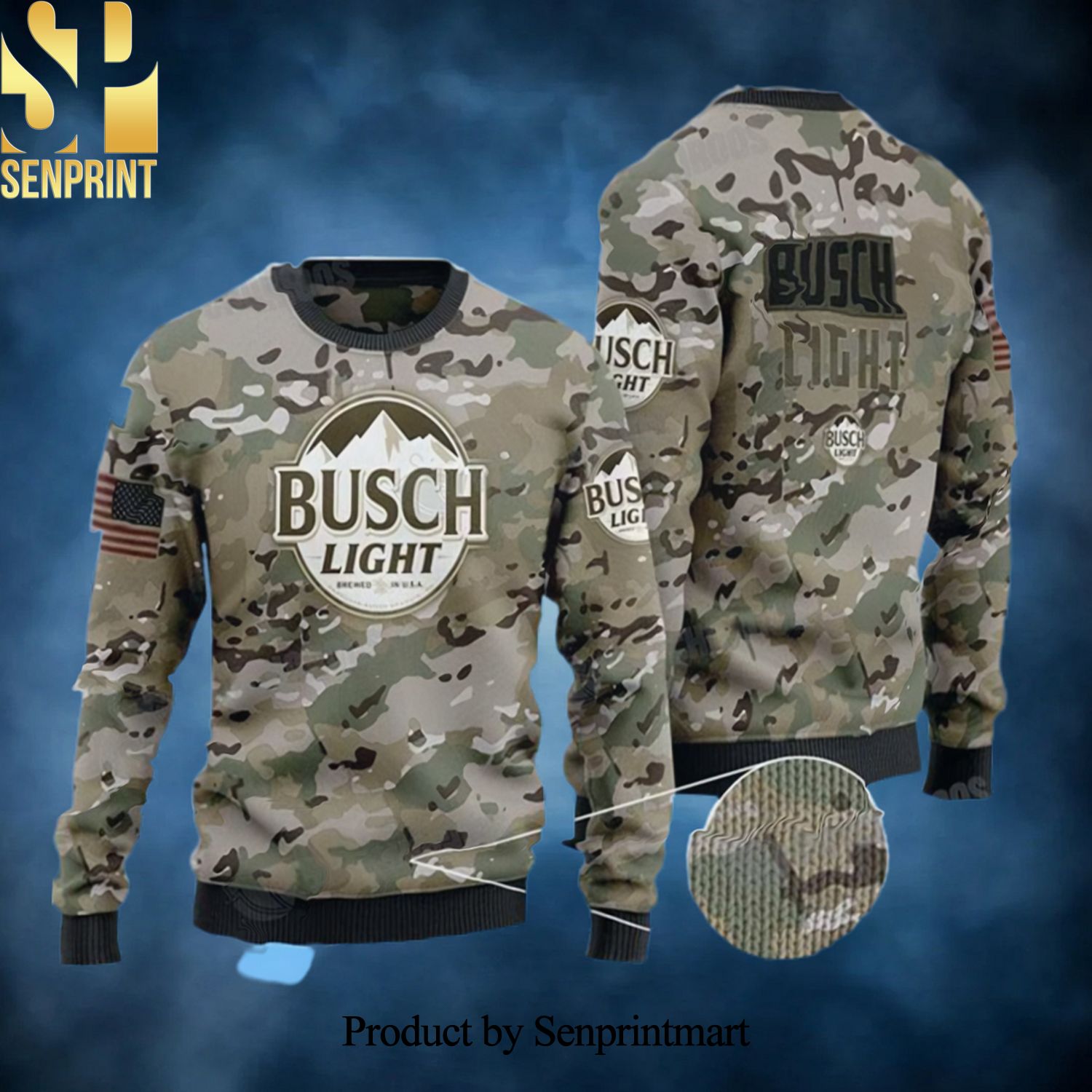 Busch Light Camo Beer Lovers Gifts Christmas Wool Knitted 3D Sweater