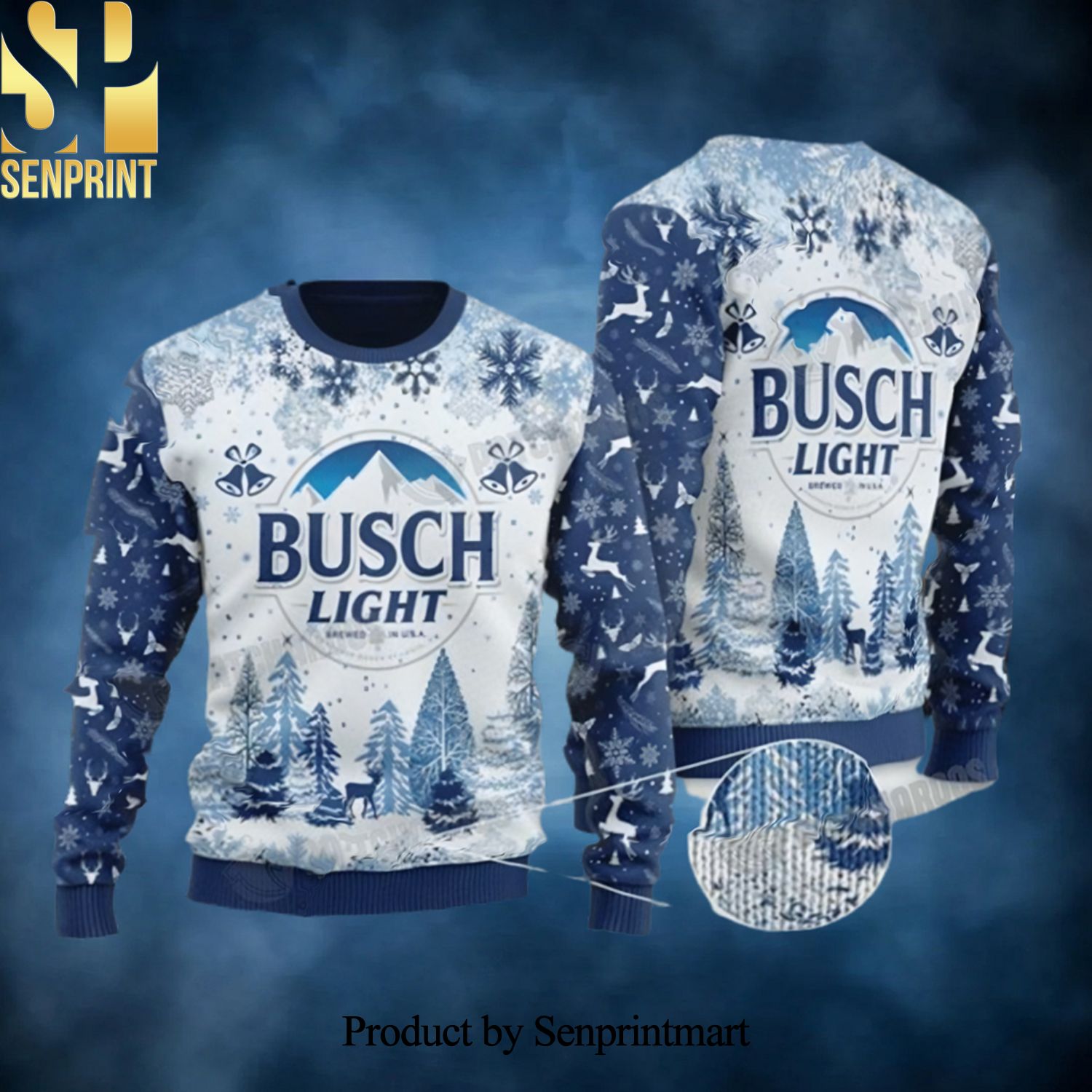 Busch Light Knitted Gift For Friends Ugly Xmas Wool Knitted Sweater