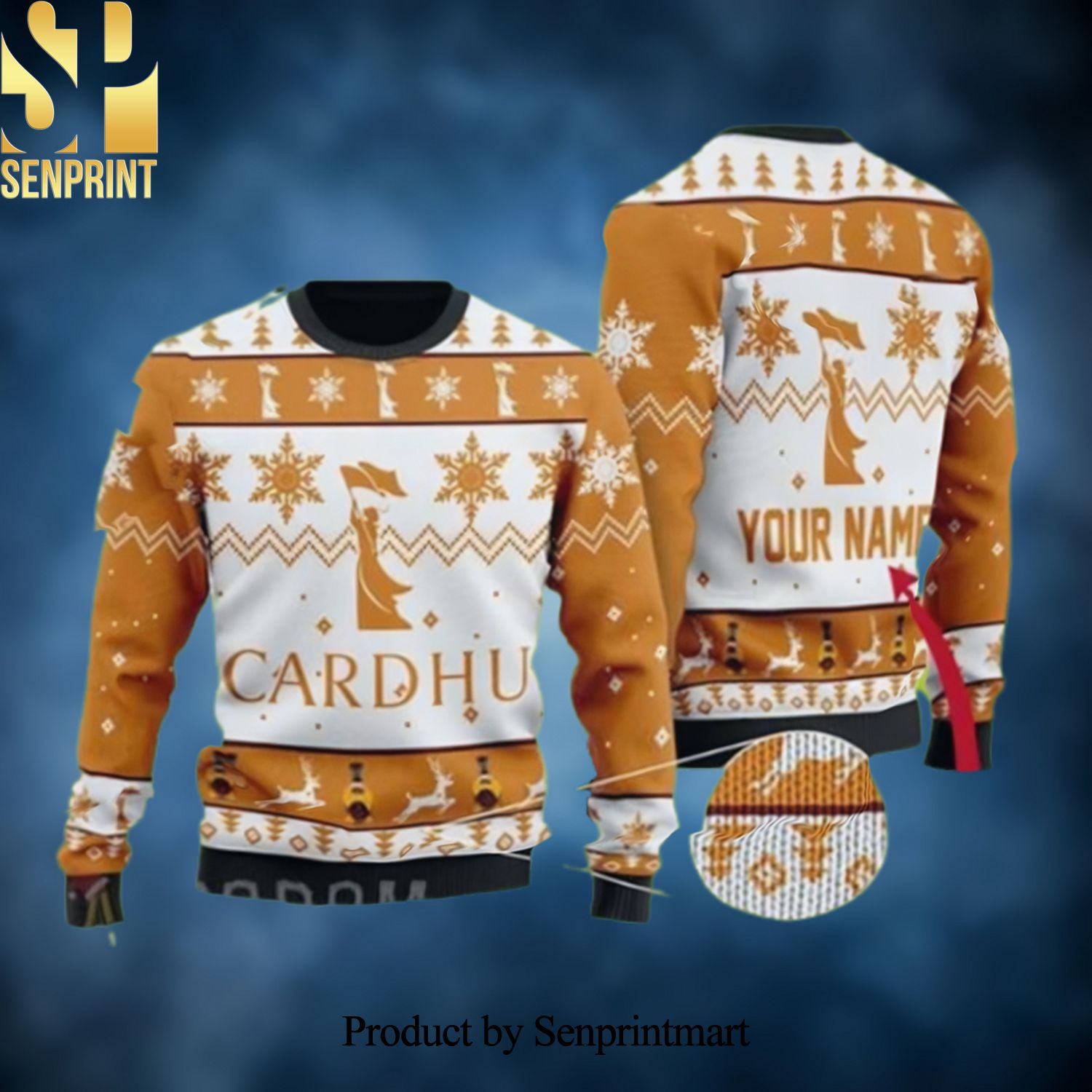 Cardhu Whiskey Custom Ugly Christmas Holiday Sweater