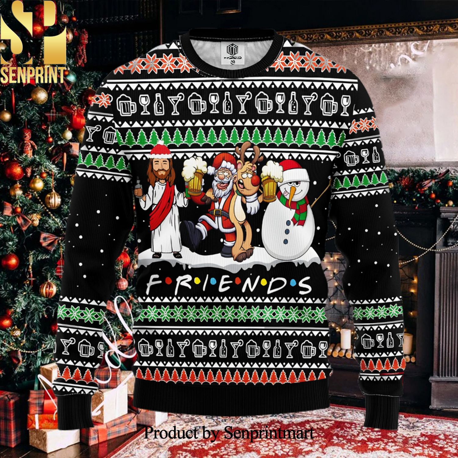Christ Friends Ugly Christmas Wool Knitted Sweater