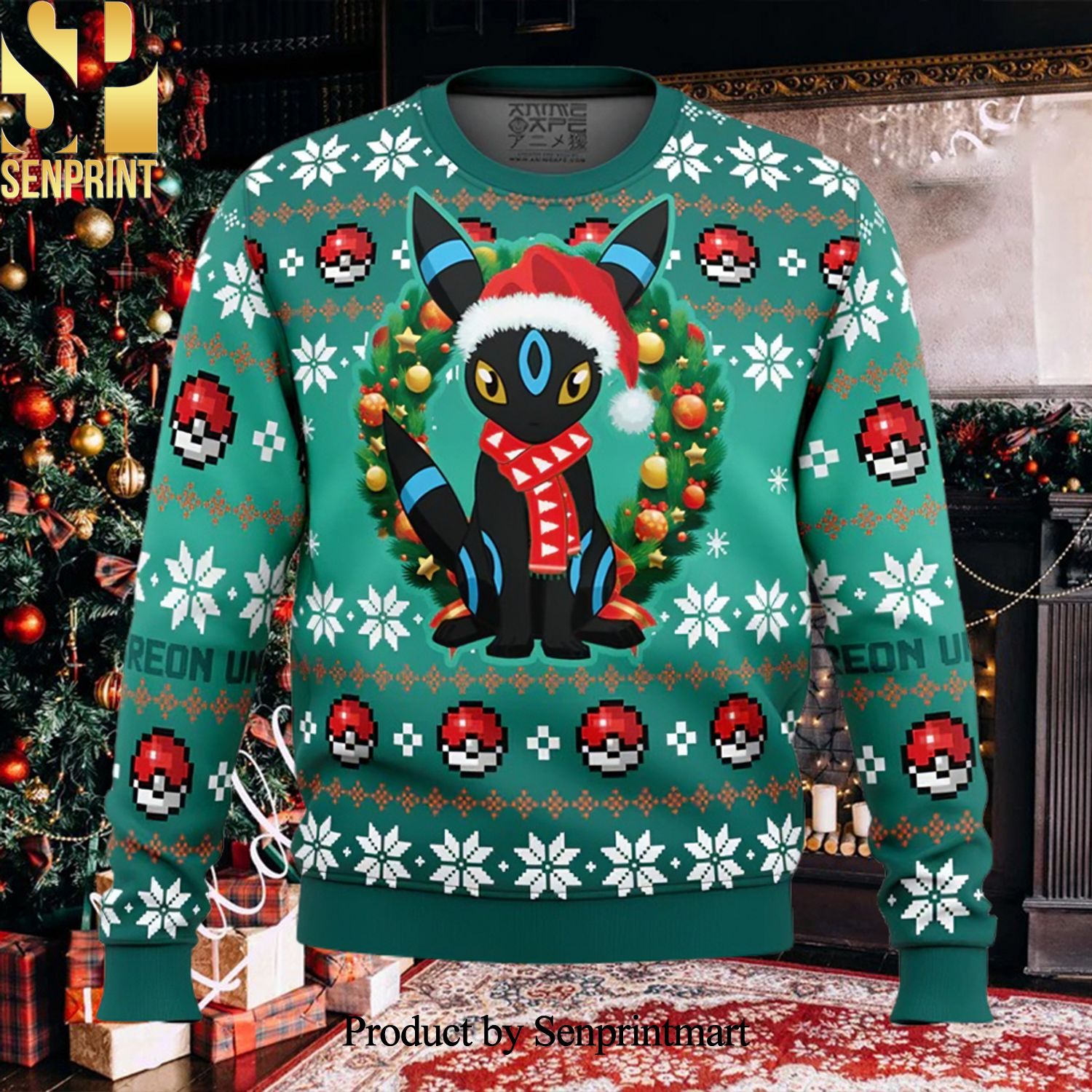 Christmas Umbreon Pokemon Ugly Christmas Holiday Sweater