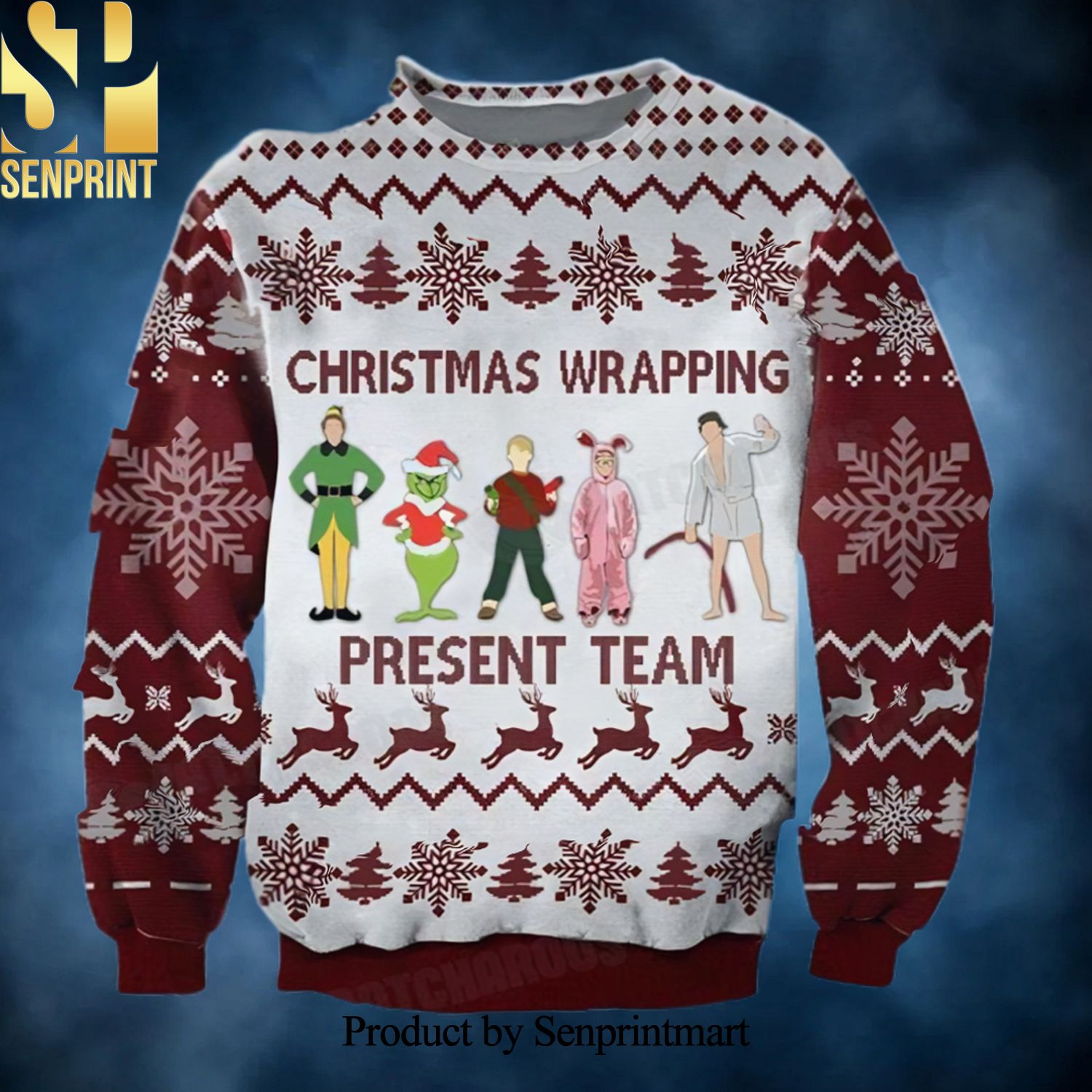 Christmas Wrapping Present Team Grinch 3D Printed Ugly Christmas Sweater