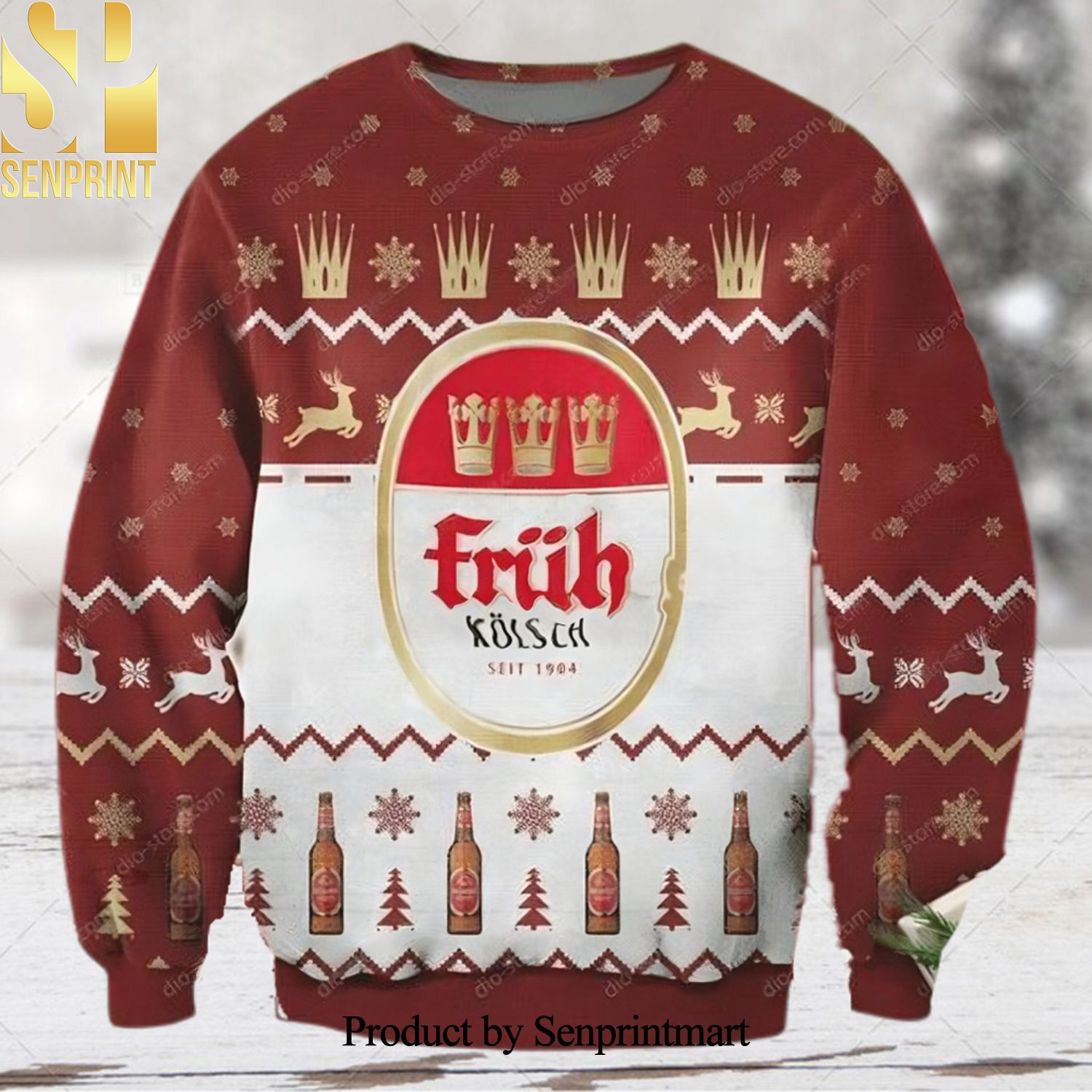 Colner Hofbrau Fruh Beer Ugly Christmas Holiday Sweater