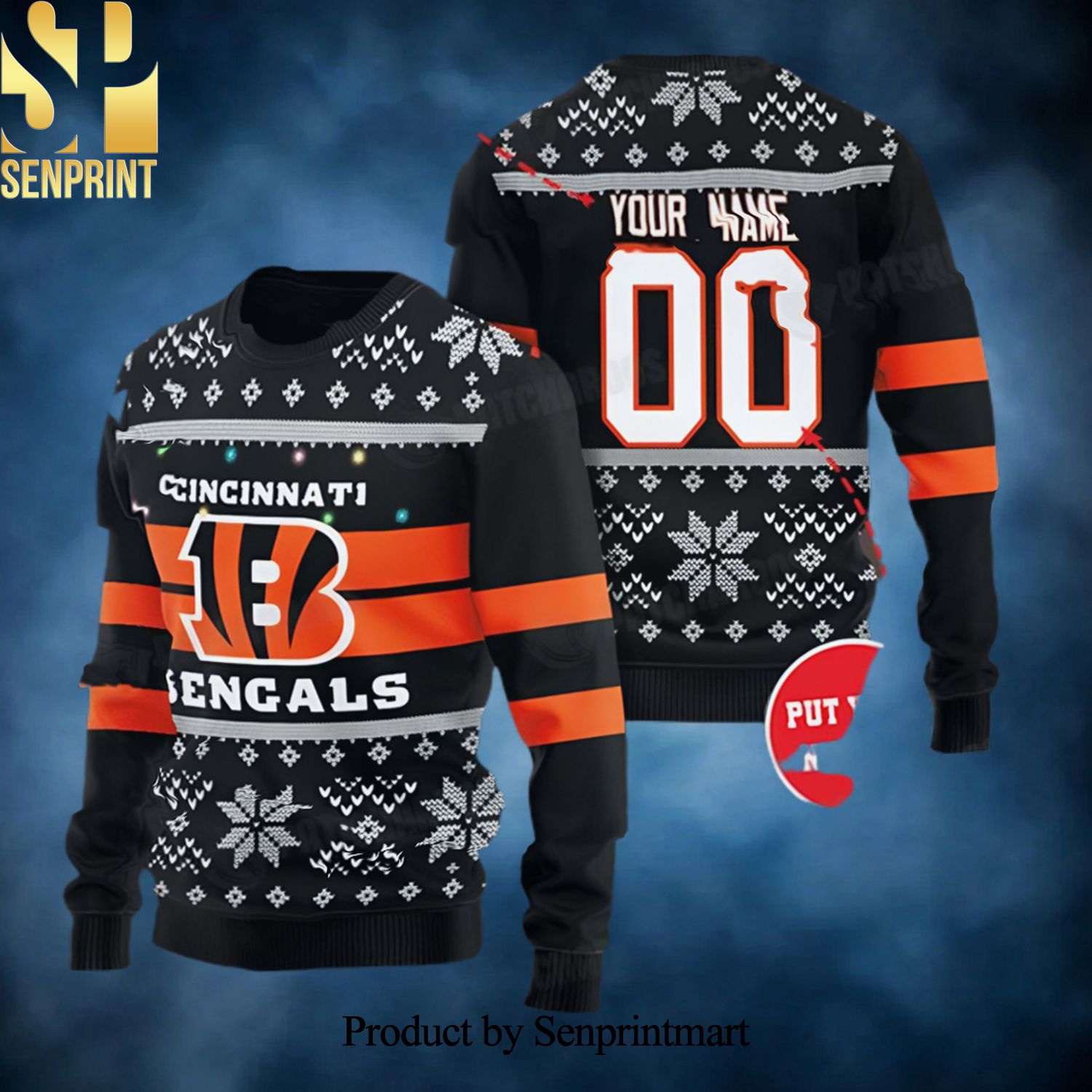 Custom NFL Cincinnati Football Bengals Gifts Ugly Christmas Holiday Sweater