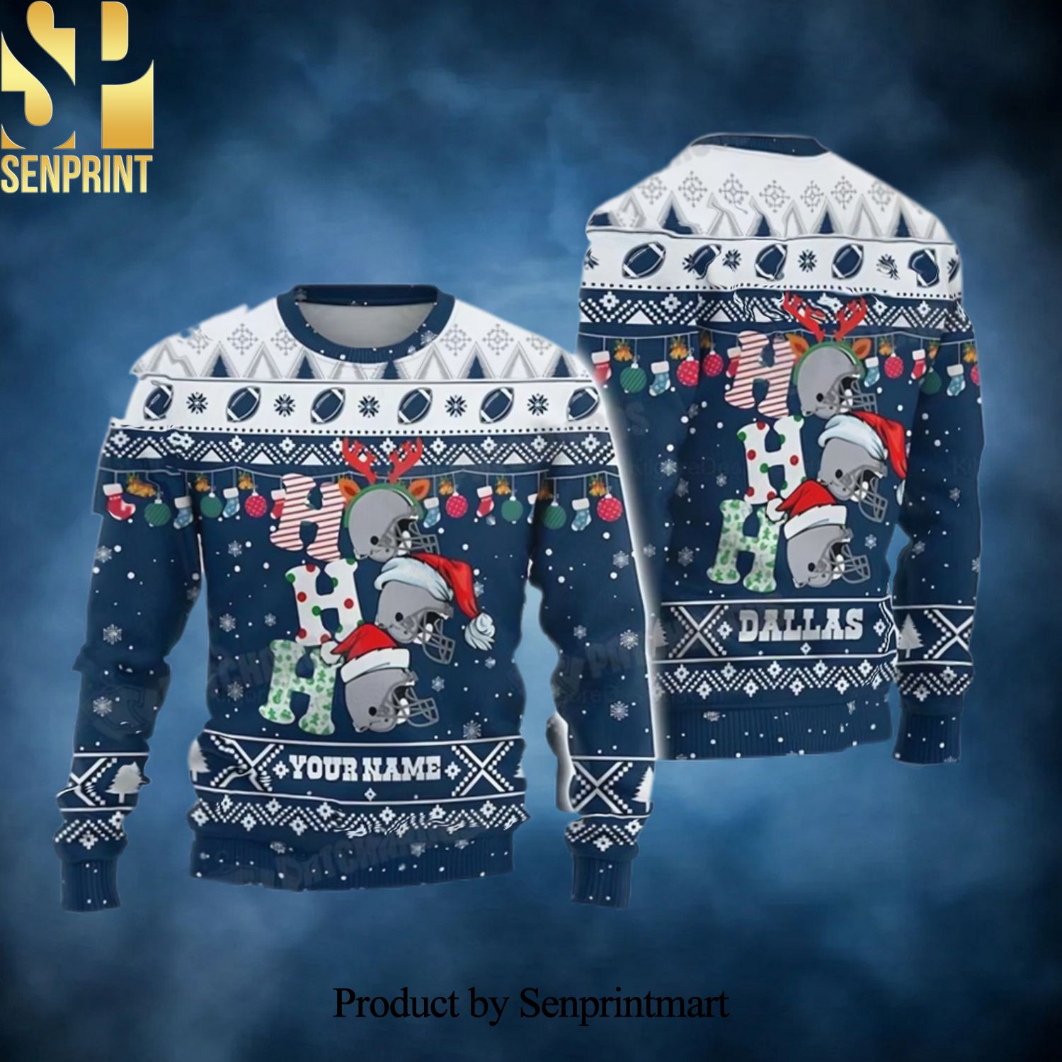 Customized NFL Dallas Football Ho Ho Ho Cowboys Gift Ideas 3D Printed Ugly Christmas Sweater