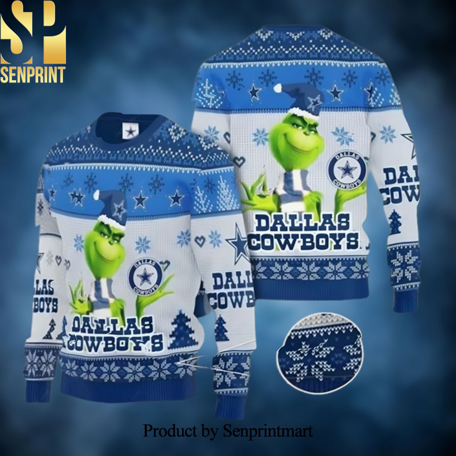 Dallas Cowboys Grinch Dallas Cowboys For Christmas 3D Printed Ugly Christmas Sweater