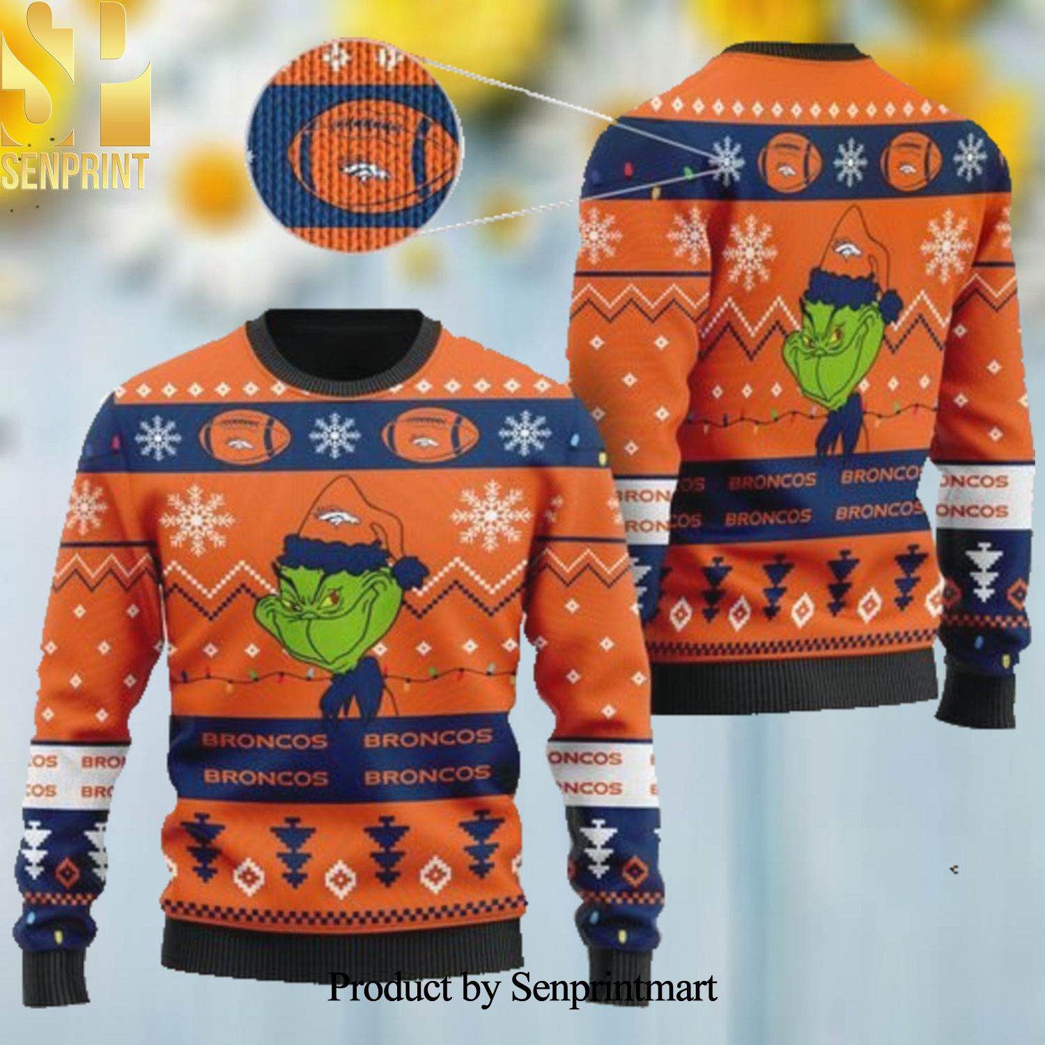 Denver Broncos American NFL Football Team Logo Cute Grinch Ugly Christmas Sweater