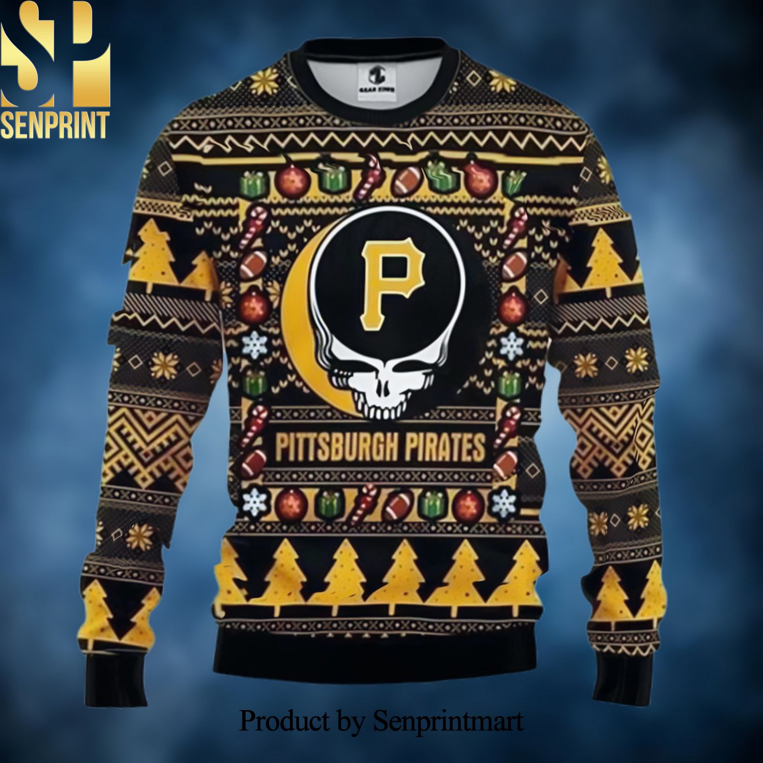 Mlb Pittsburgh Pirates Grateful Dead Ugly Xmas Wool Knitted Sweater
