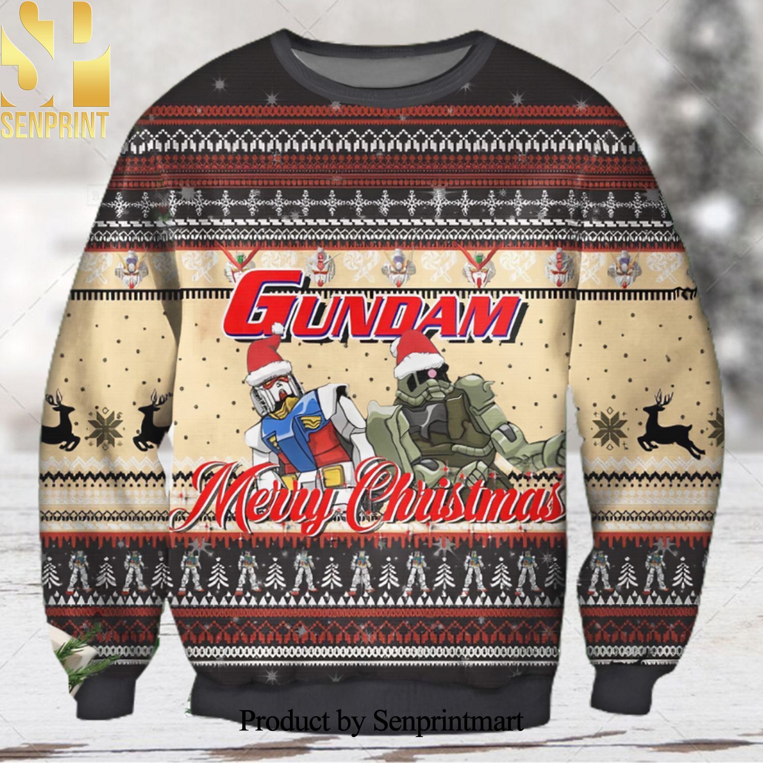 Mobile Suit Gundam Poster Christmas Ugly Wool Knitted Sweater