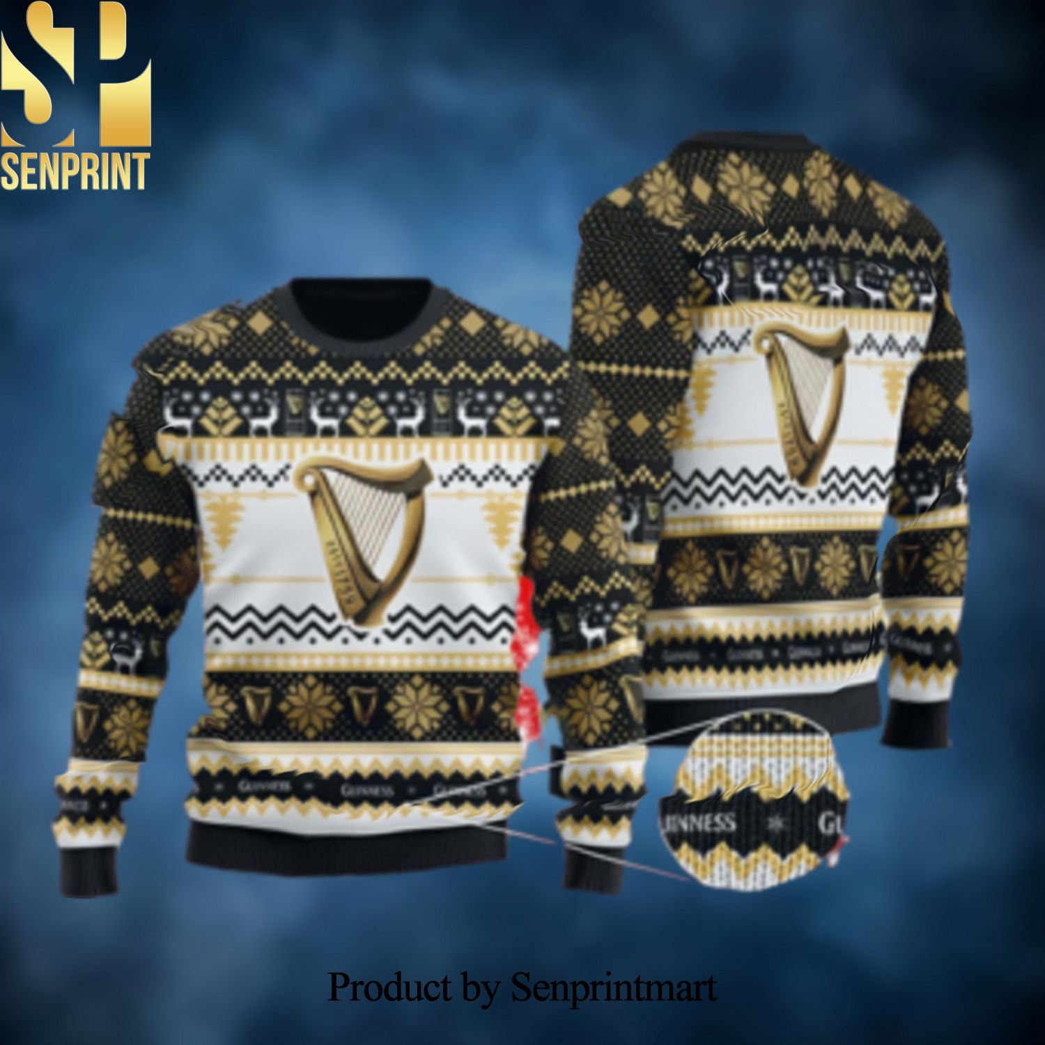 Modern Guinness Ugly Christmas Wool Knitted Sweater