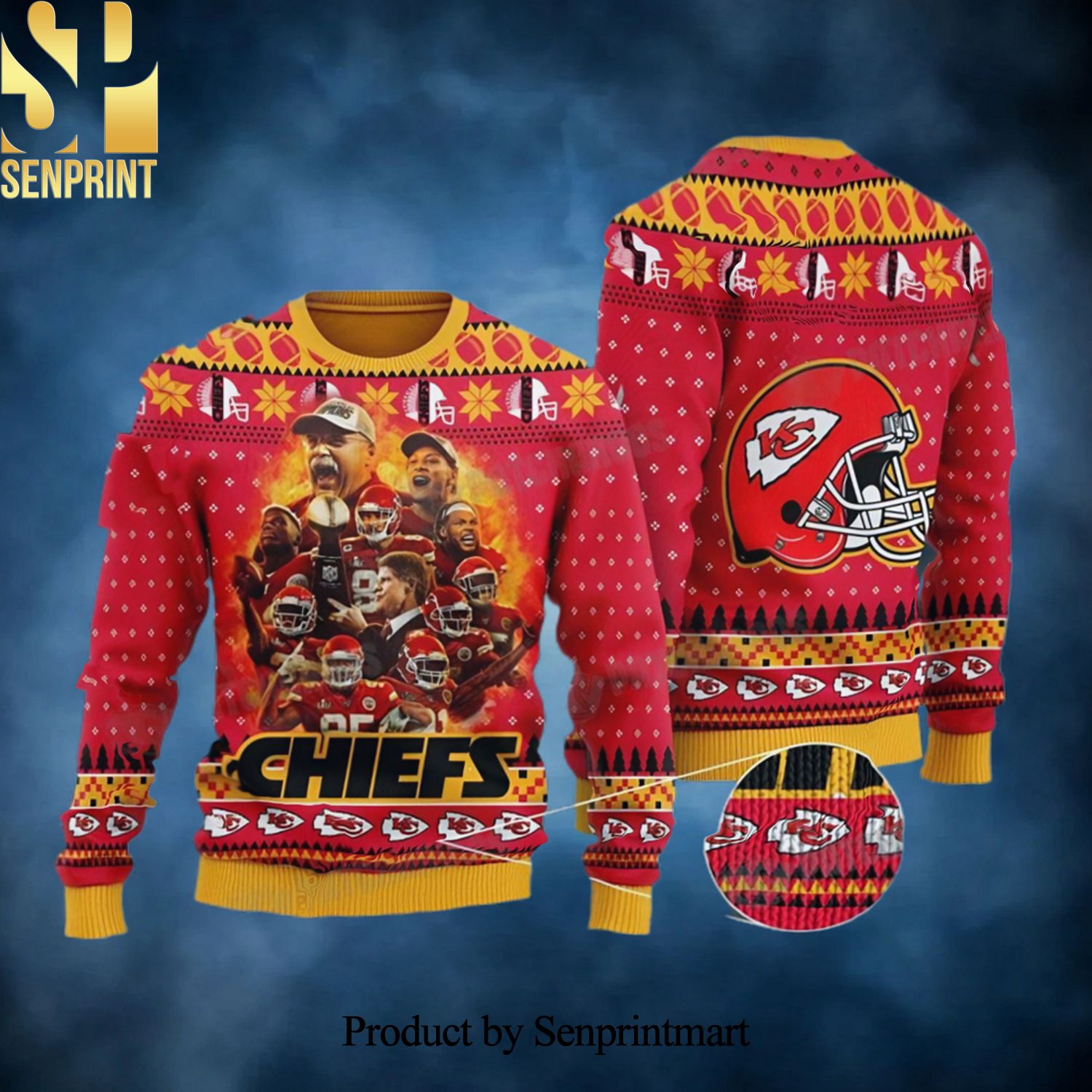 NFL Kansas City Chiefs Football Fan Gift Ugly Christmas Holiday Sweater