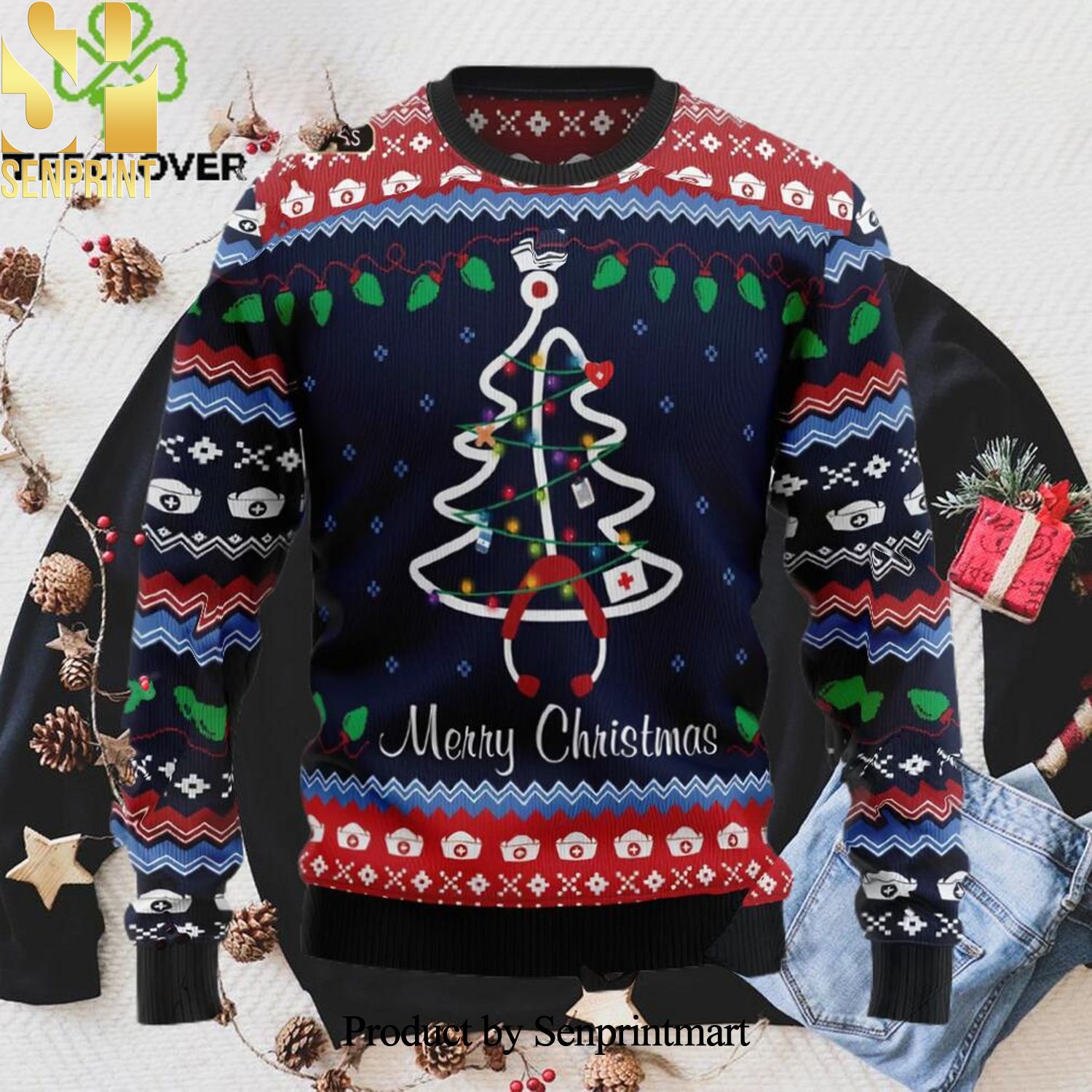 Nurse Christmas Tree Xmas Ugly Christmas Holiday Sweater
