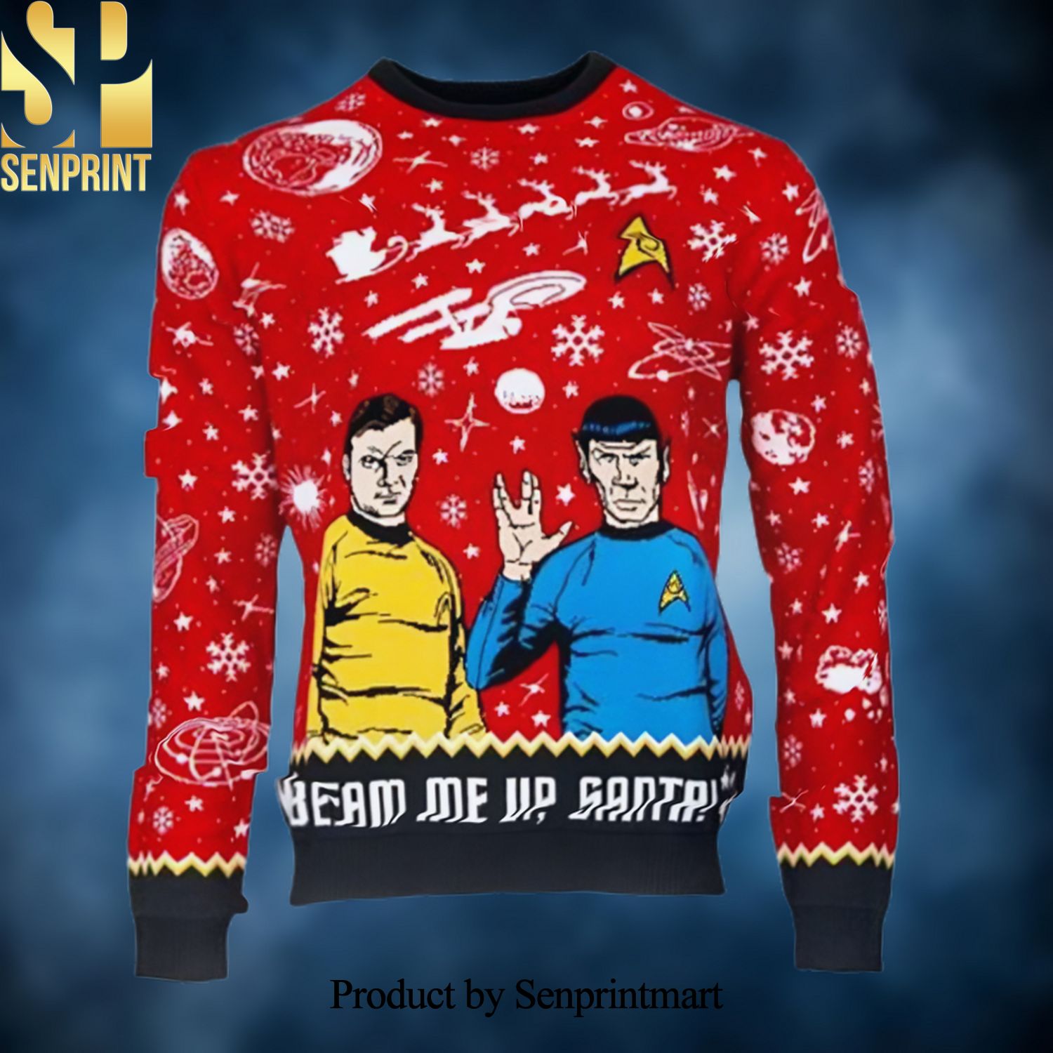 Official Star Trek Beam Me Up Santa Ugly Christmas Sweater