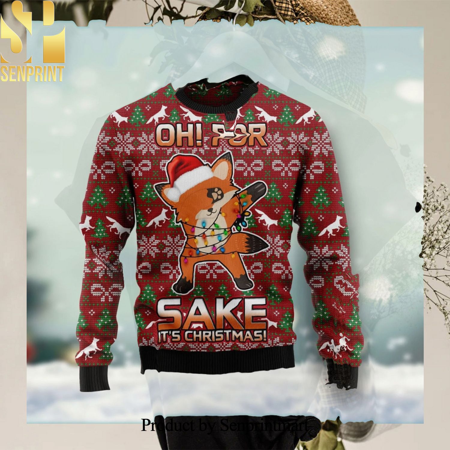 Oh For Fox Sake Ugly Xmas Wool Knitted Sweater
