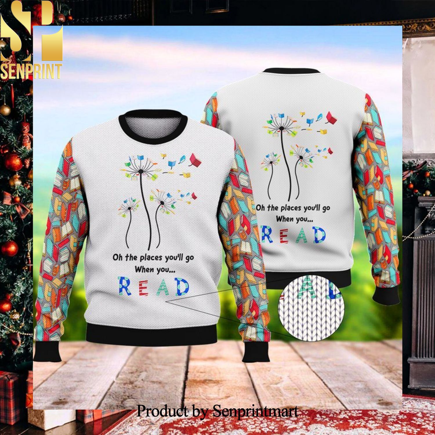 Oh The Places Youll Go When You Read Christmas Ugly Wool Knitted Sweater