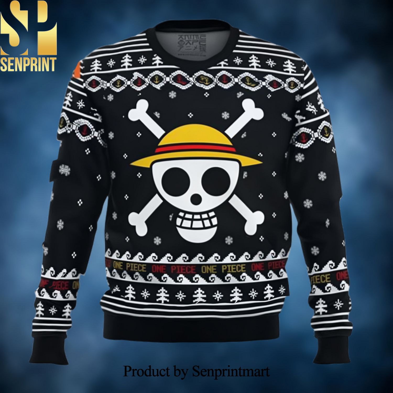 One Piece Straw Hat Pirates Christmas 3D Printed Ugly Christmas Sweater