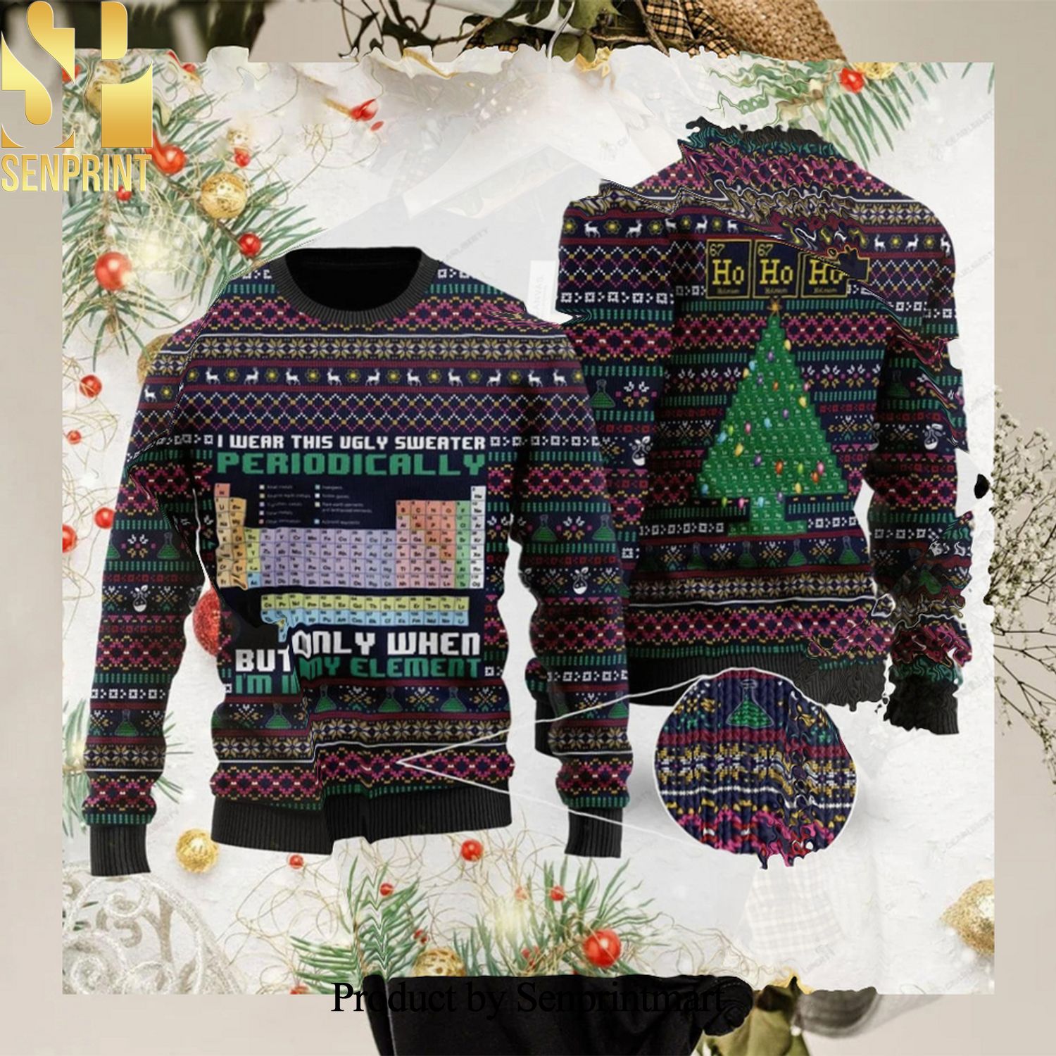 Periodically But Only When I’m In My Element Christmas Ugly Wool Knitted Sweater