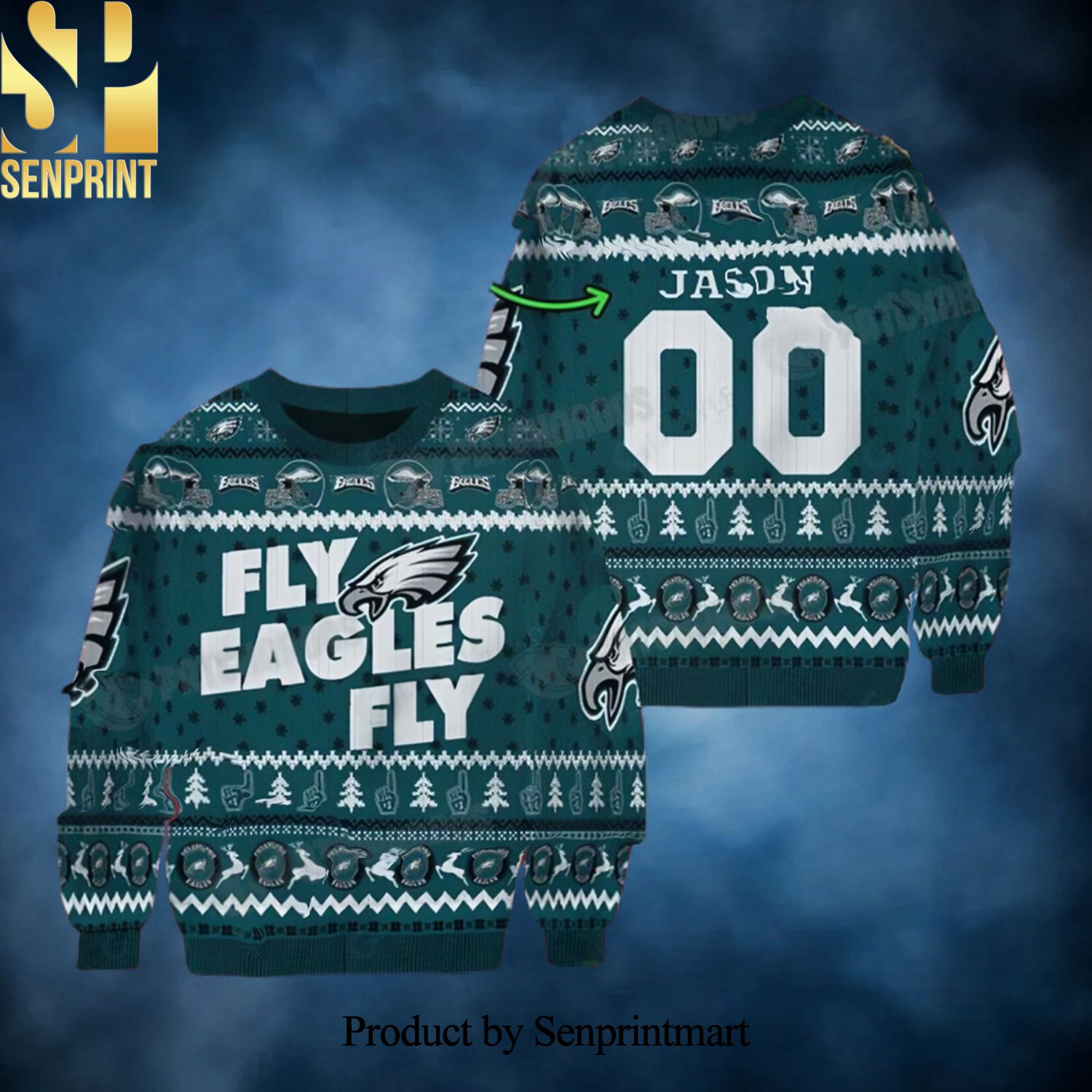 Personalized NFL Fly Eagles Fly Philadelphia Gifts Ugly Christmas Sweater