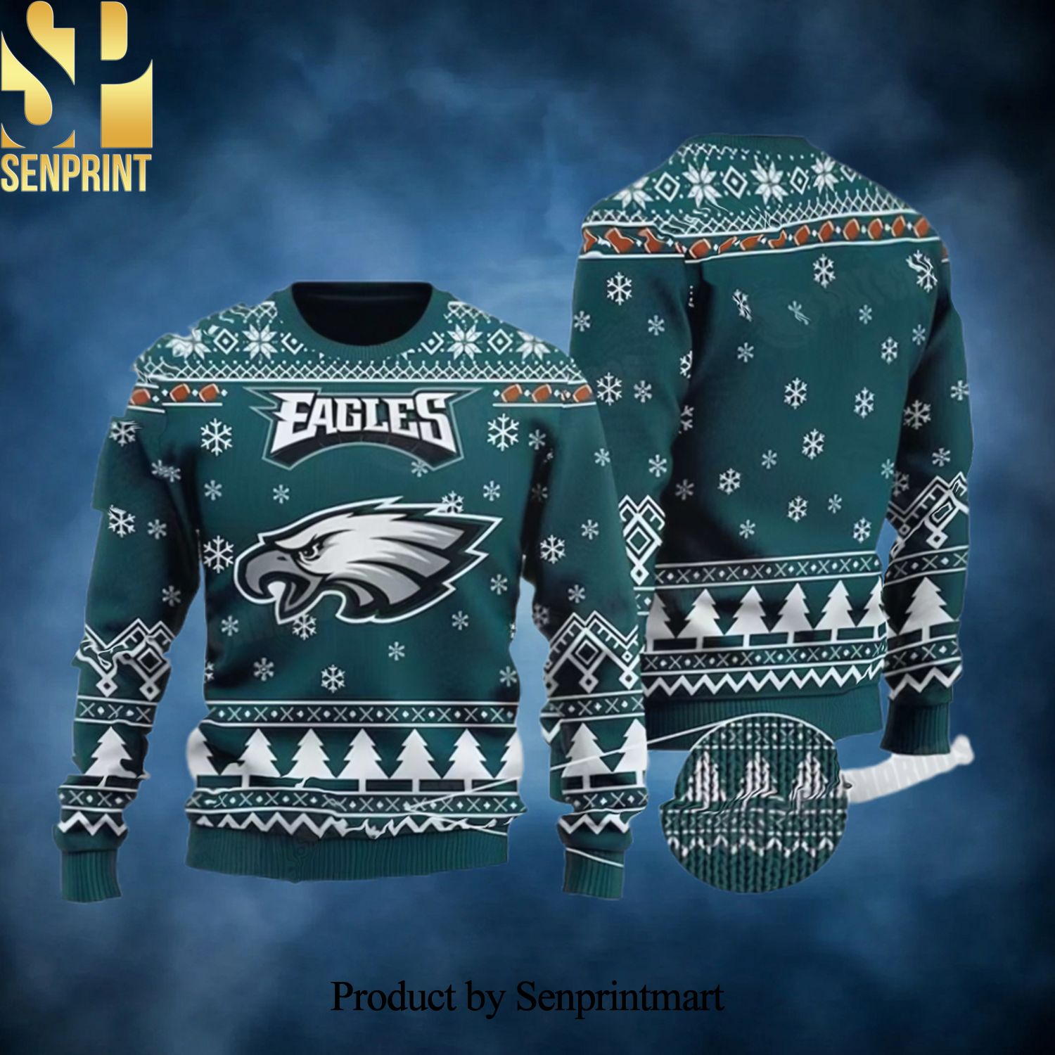 Philadelphia NFL Football Gifts For Eagles Fans Ugly Christmas Wool Knitted Sweater