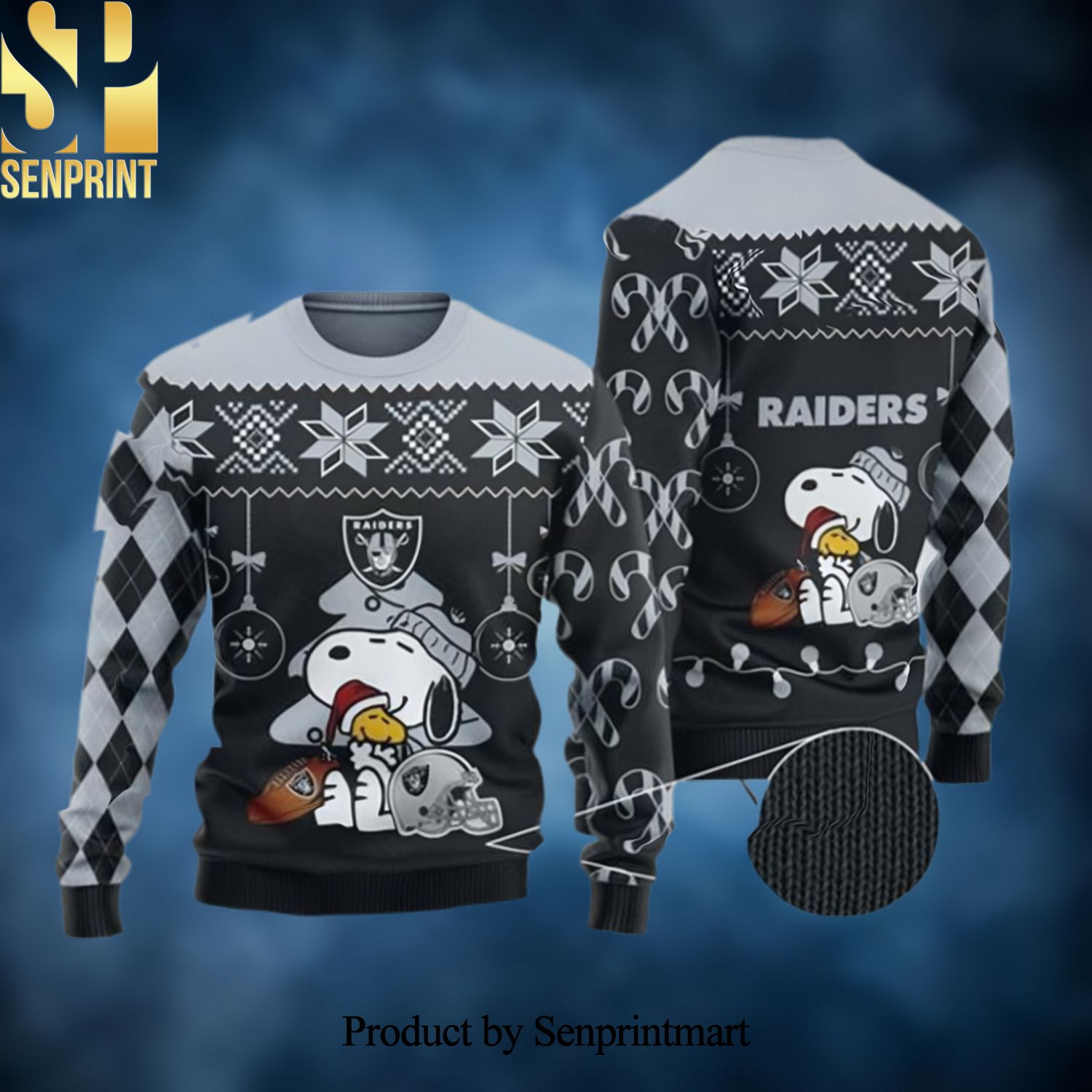 Raiders Peanuts Snoopy 3D Gift For Christmas Ugly Christmas Holiday Sweater