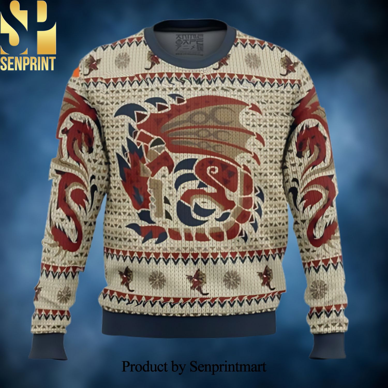 Rathalos Monster Hunter Ugly Xmas Wool Knitted Sweater