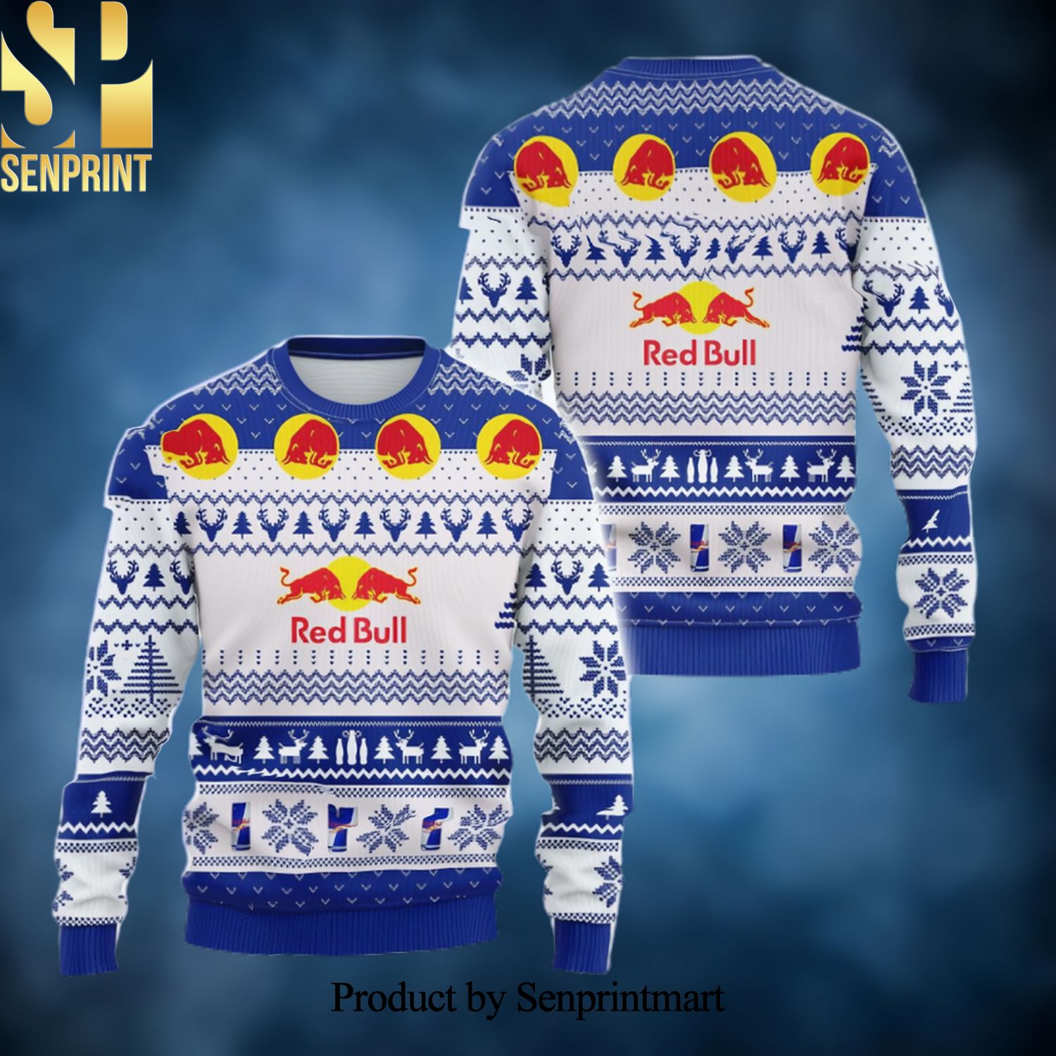 Red Bull Energy Drink Christmas Ugly Wool Knitted Sweater