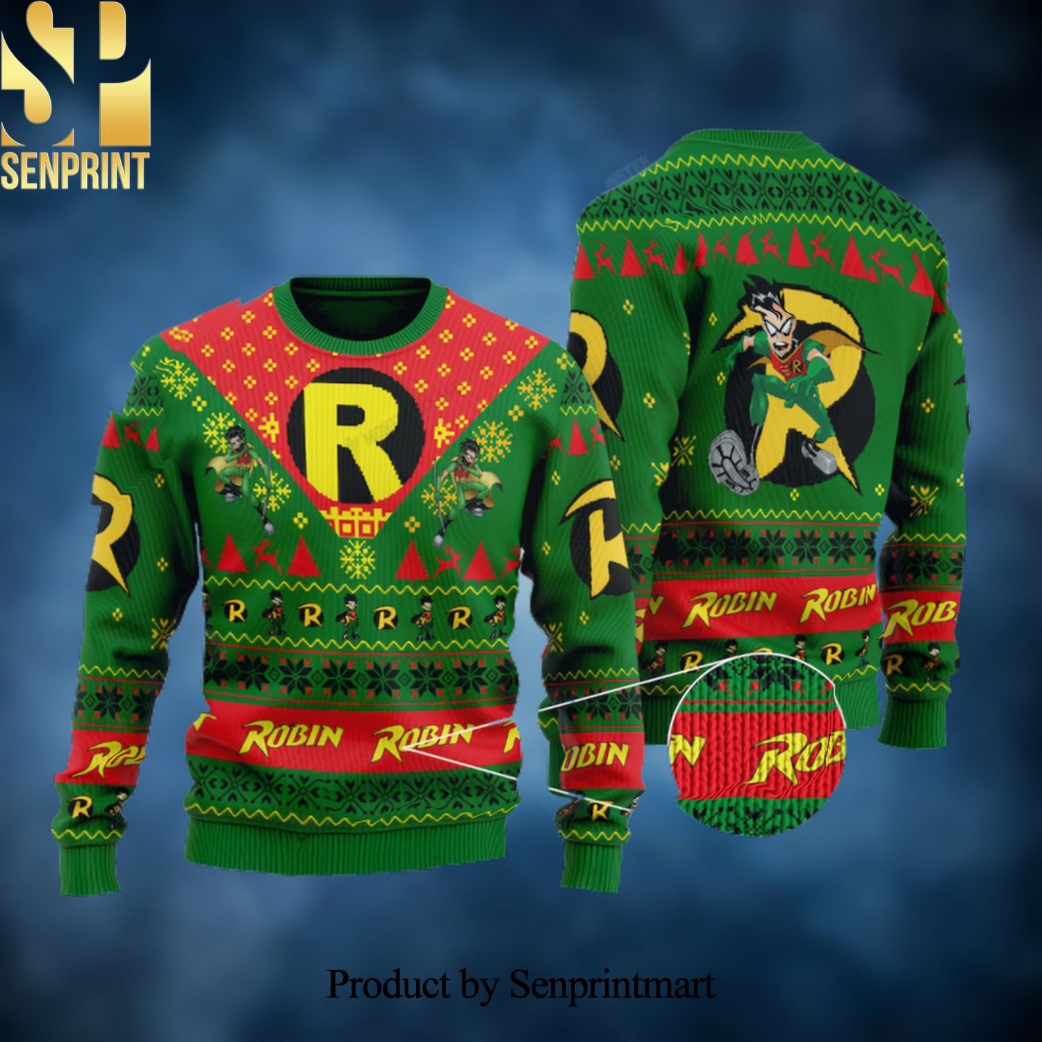 Robin Is Batman Cykick Ugly Xmas Wool Knitted Sweater