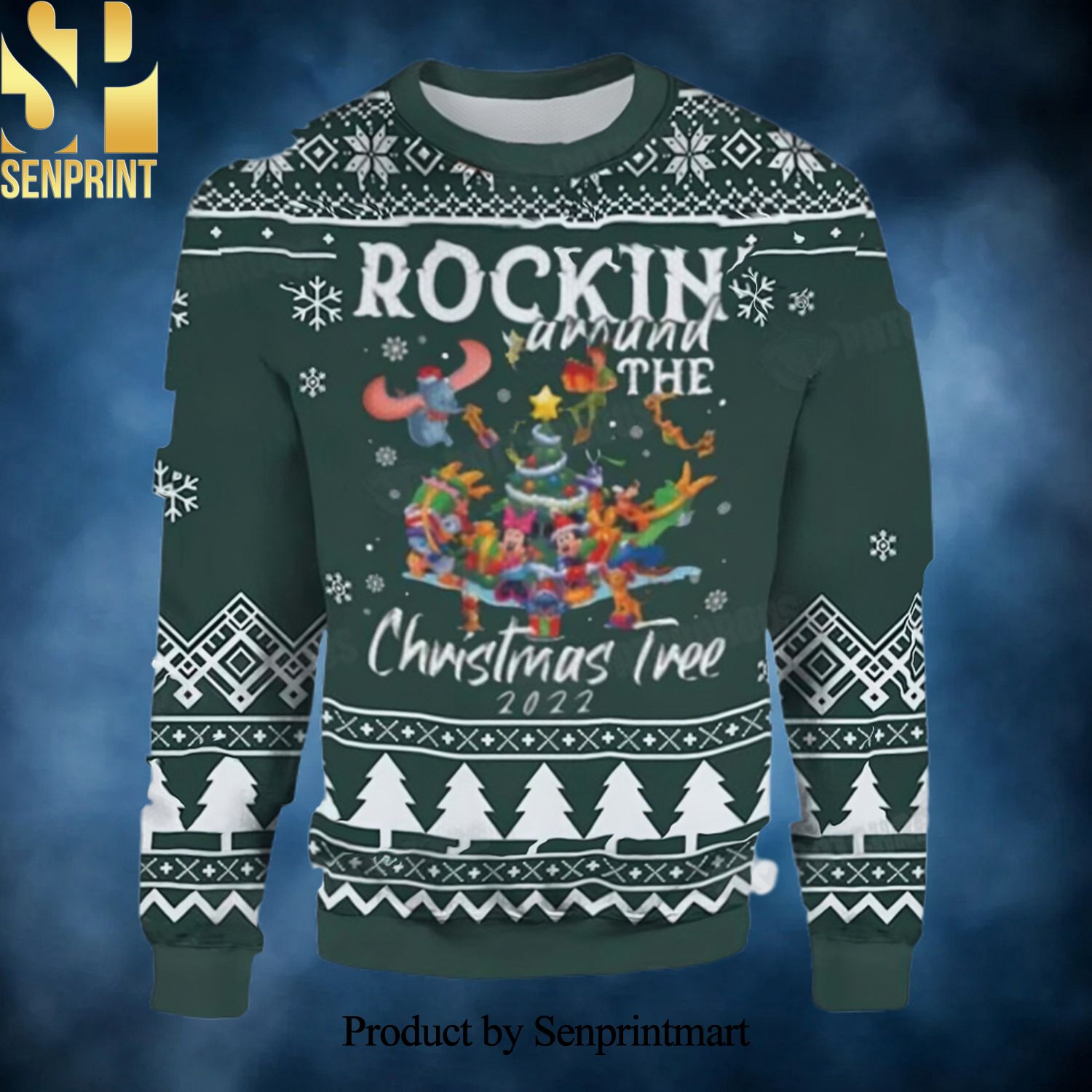 Rockin Around The Christmas Tree Mickey Gift For Disney Fan Ugly Christmas Wool Knitted Sweater