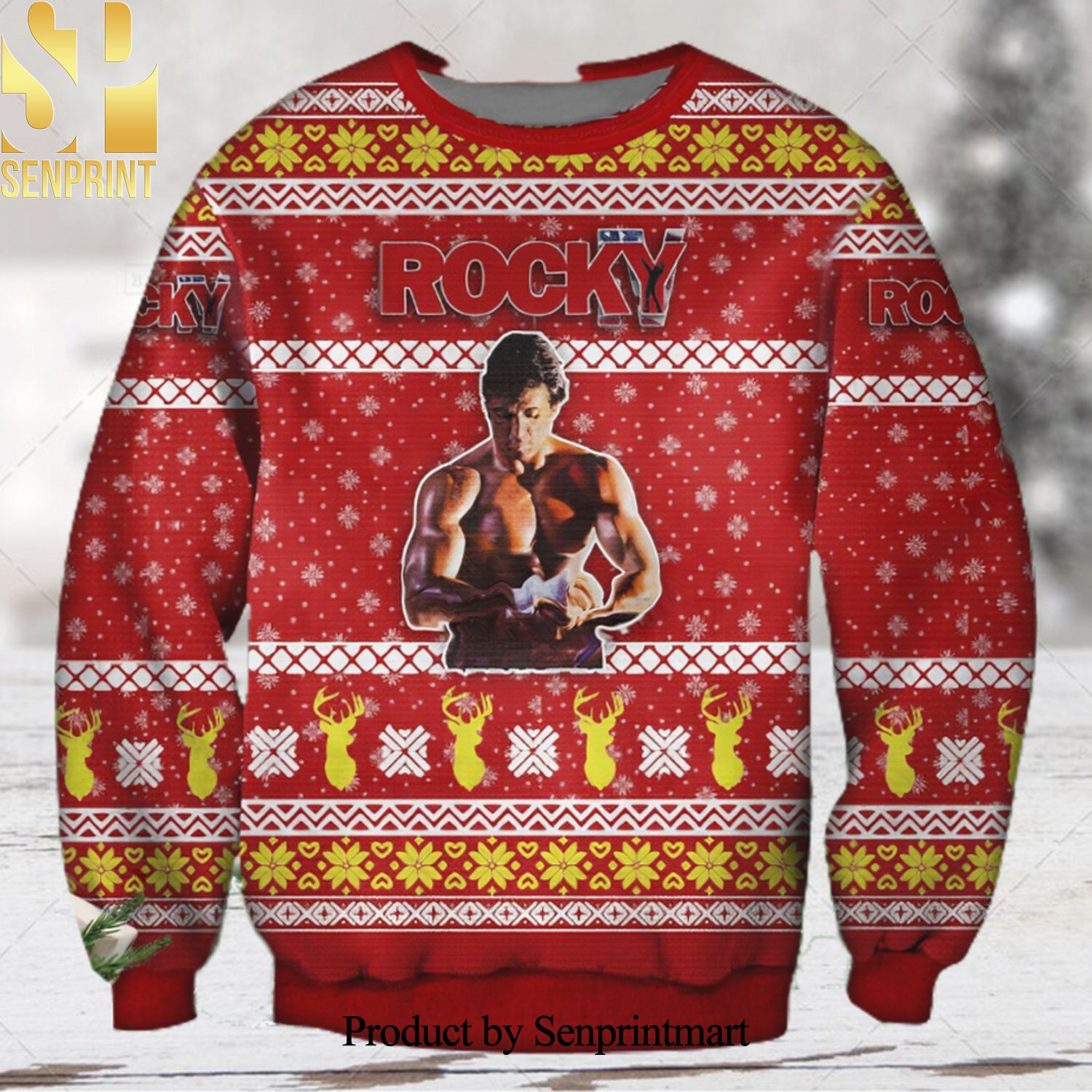 Rocky Balboa Christmas Wool Knitted 3D Sweater