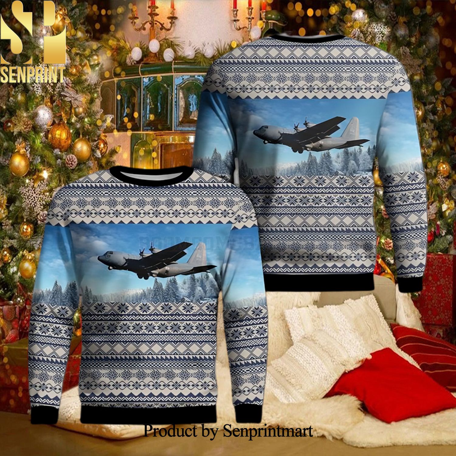 Royal Canadian Air Force Lockheed CC 130H Hercules Ugly Christmas Wool Knitted Sweater