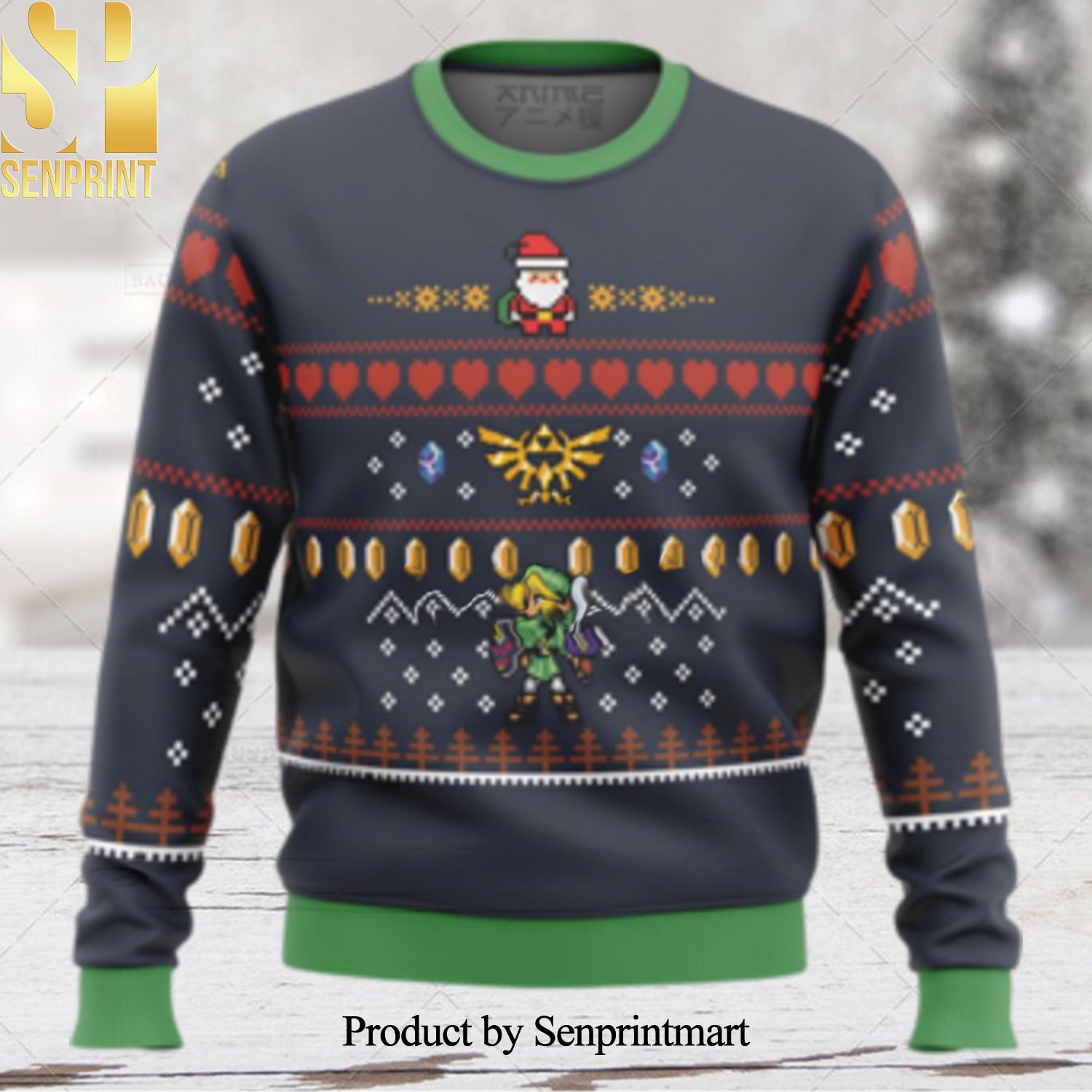 Santa Link The Legend Of Zelda Christmas Wool Knitted 3D Sweater
