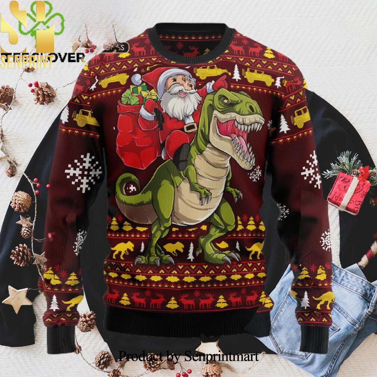 Santassic Park Christmas Xmas Ugly Christmas Sweater
