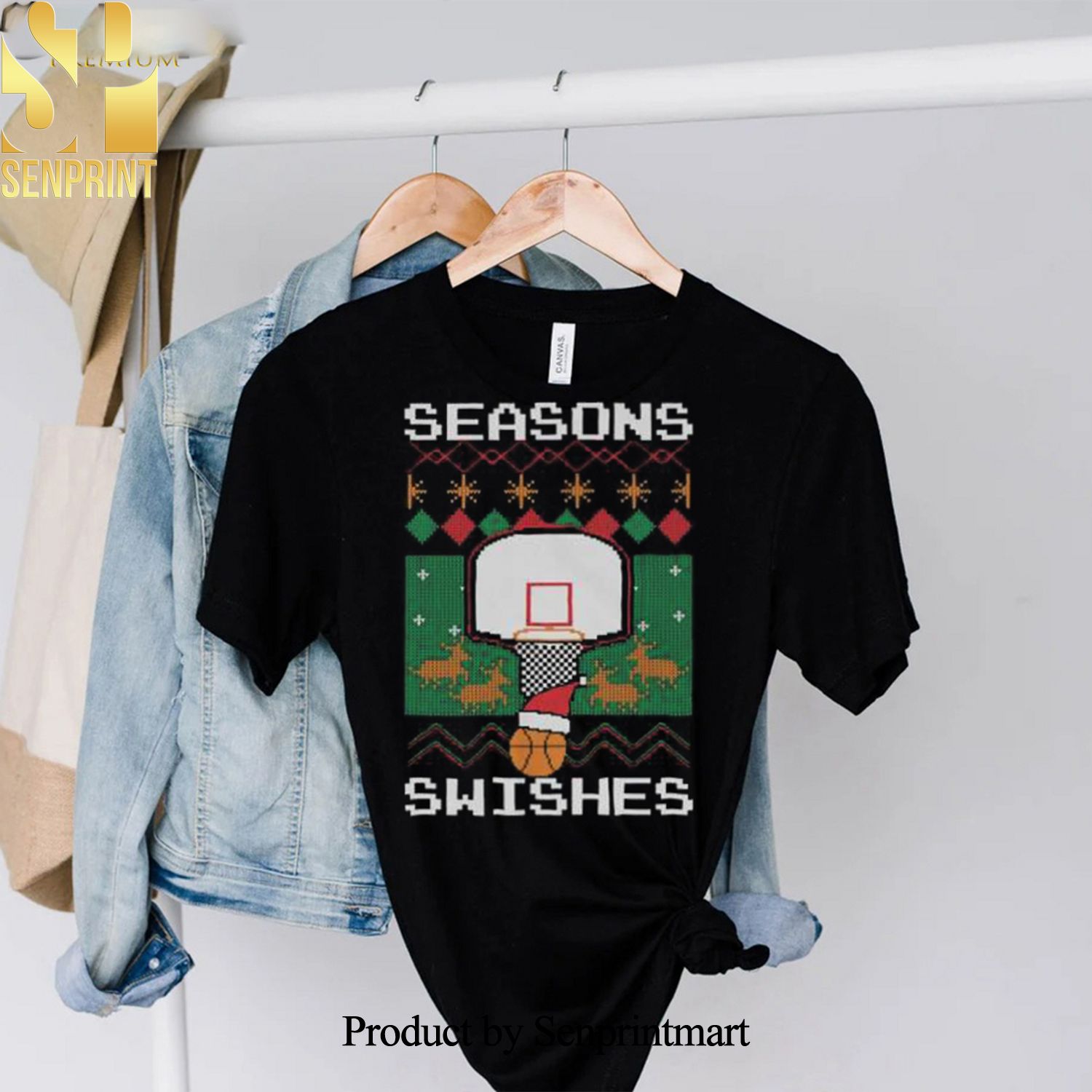 Seasons Swishes Bastketball T Shirt 3D Printed Ugly Christmas Sweater