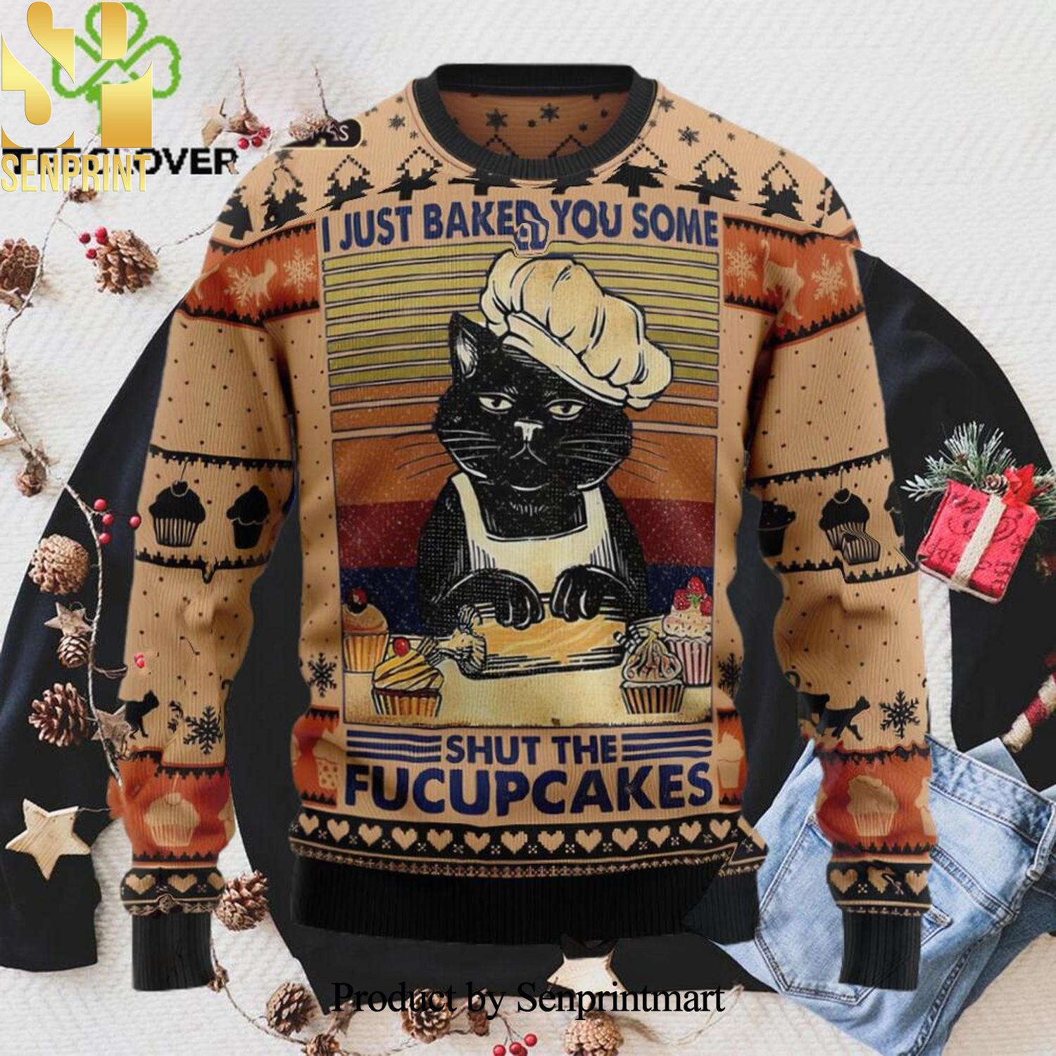 Shut The Fucupcakes Christmas Ugly Christmas Holiday Sweater