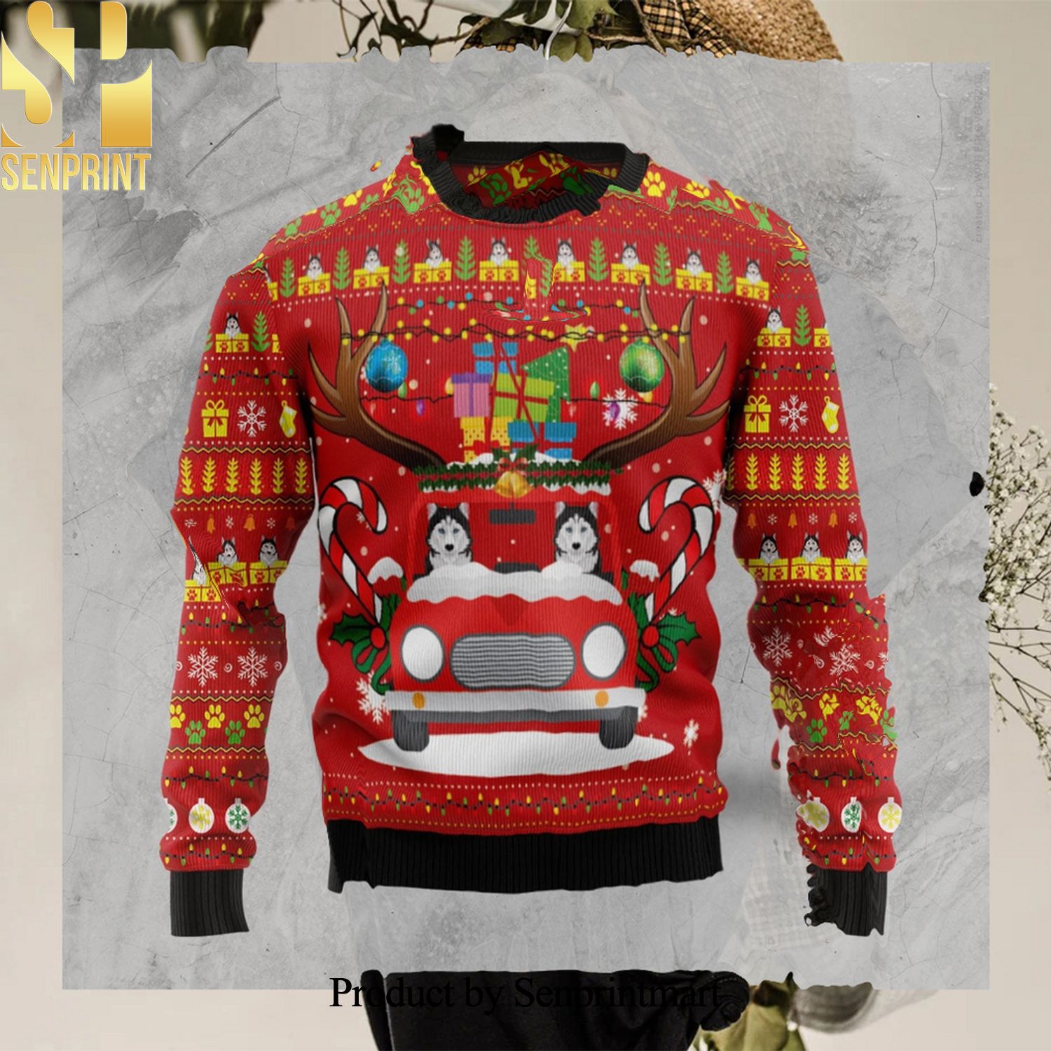 Siberian Husky 3D Printed Ugly Christmas Sweater