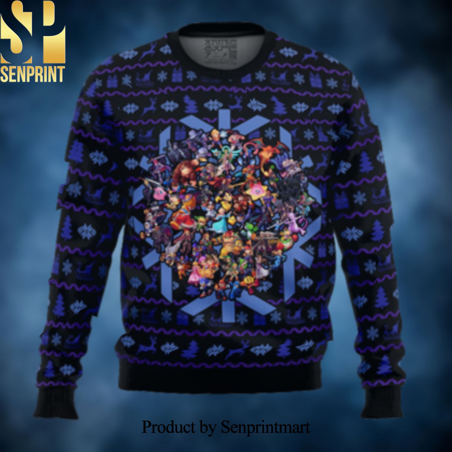 Smash Bros Christmas Brawl Ugly Xmas Wool Knitted Sweater