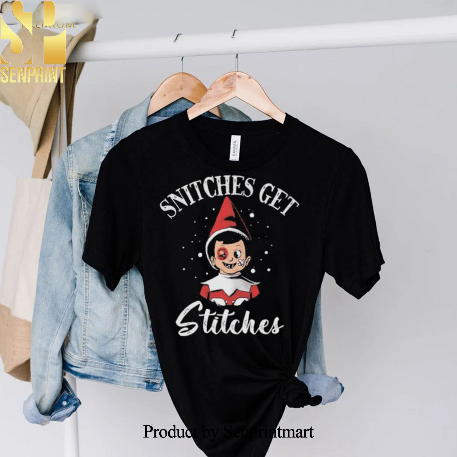 Snitches Get Stitches Unisex T Shirt Christmas Ugly Wool Knitted Sweater