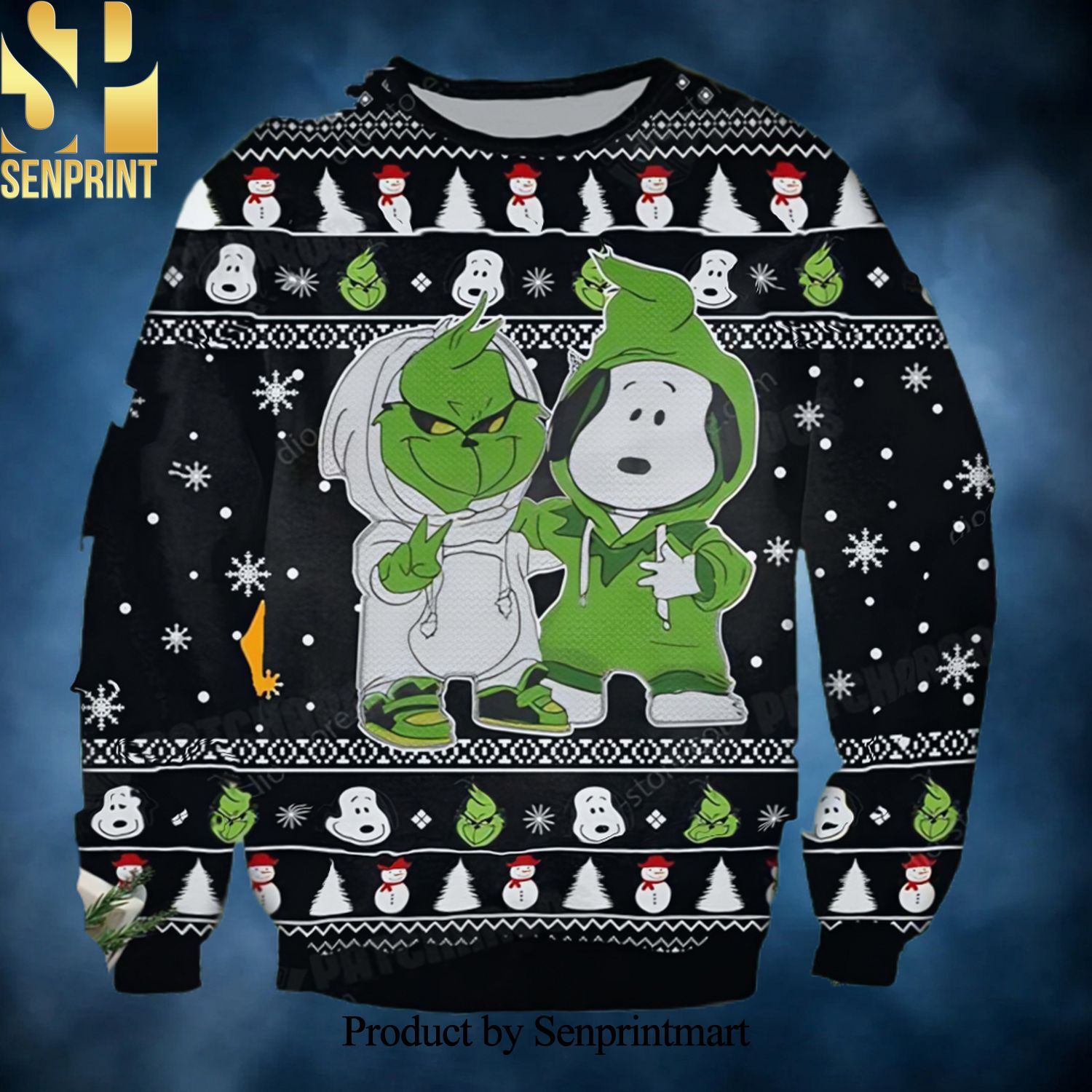 Snoopy And Grinch Xmas Gift 3D Printed Ugly Christmas Sweater