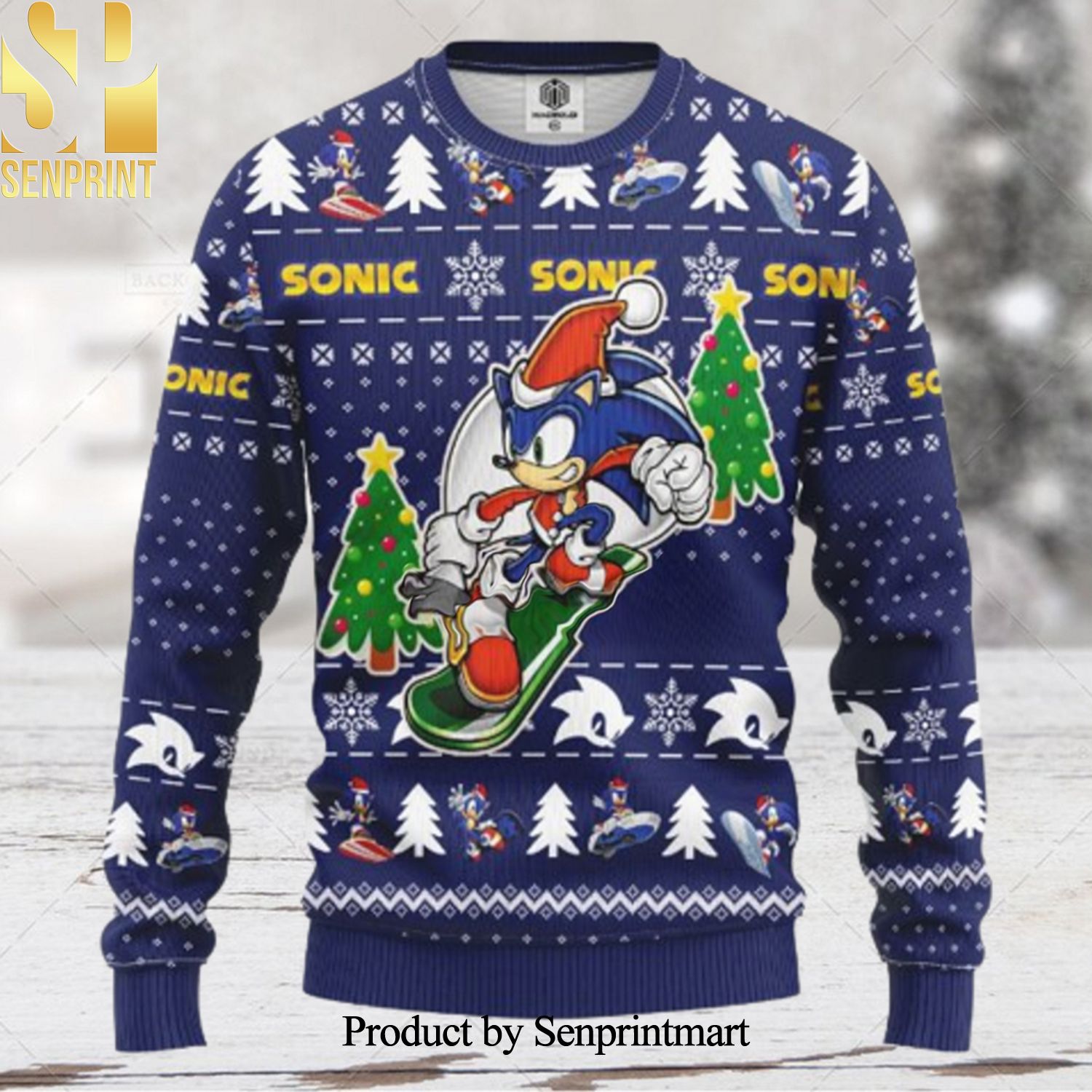 Sonic The Hedgehog Merry Xmas Christmas Ugly Wool Knitted Sweater