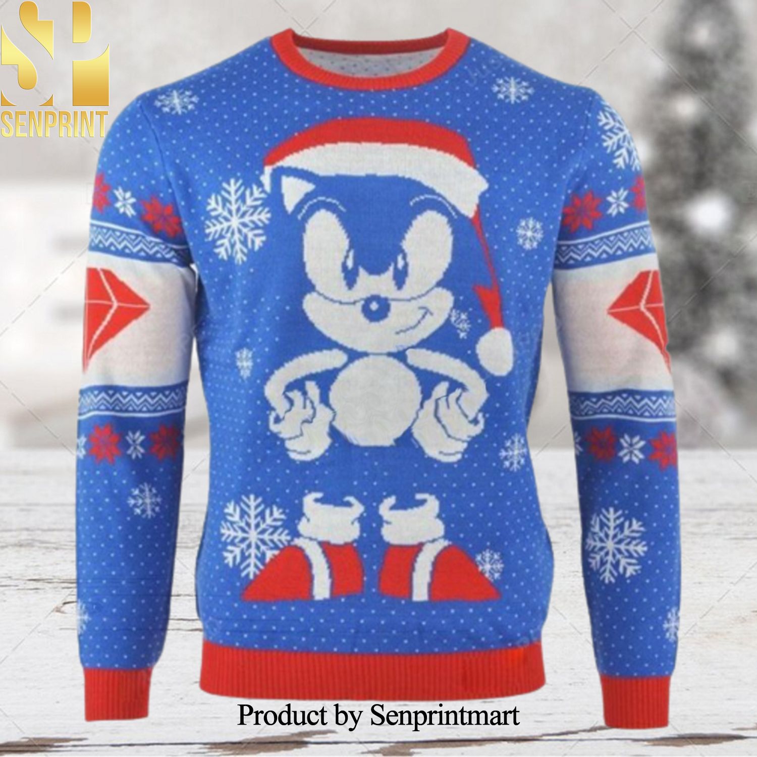 Sonic The Hedgehog Sonic Gem Christmas Wool Knitted 3D Sweater